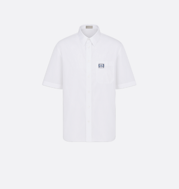 o1w1db10625 Dior Charm Short-Sleeved Shirt in White