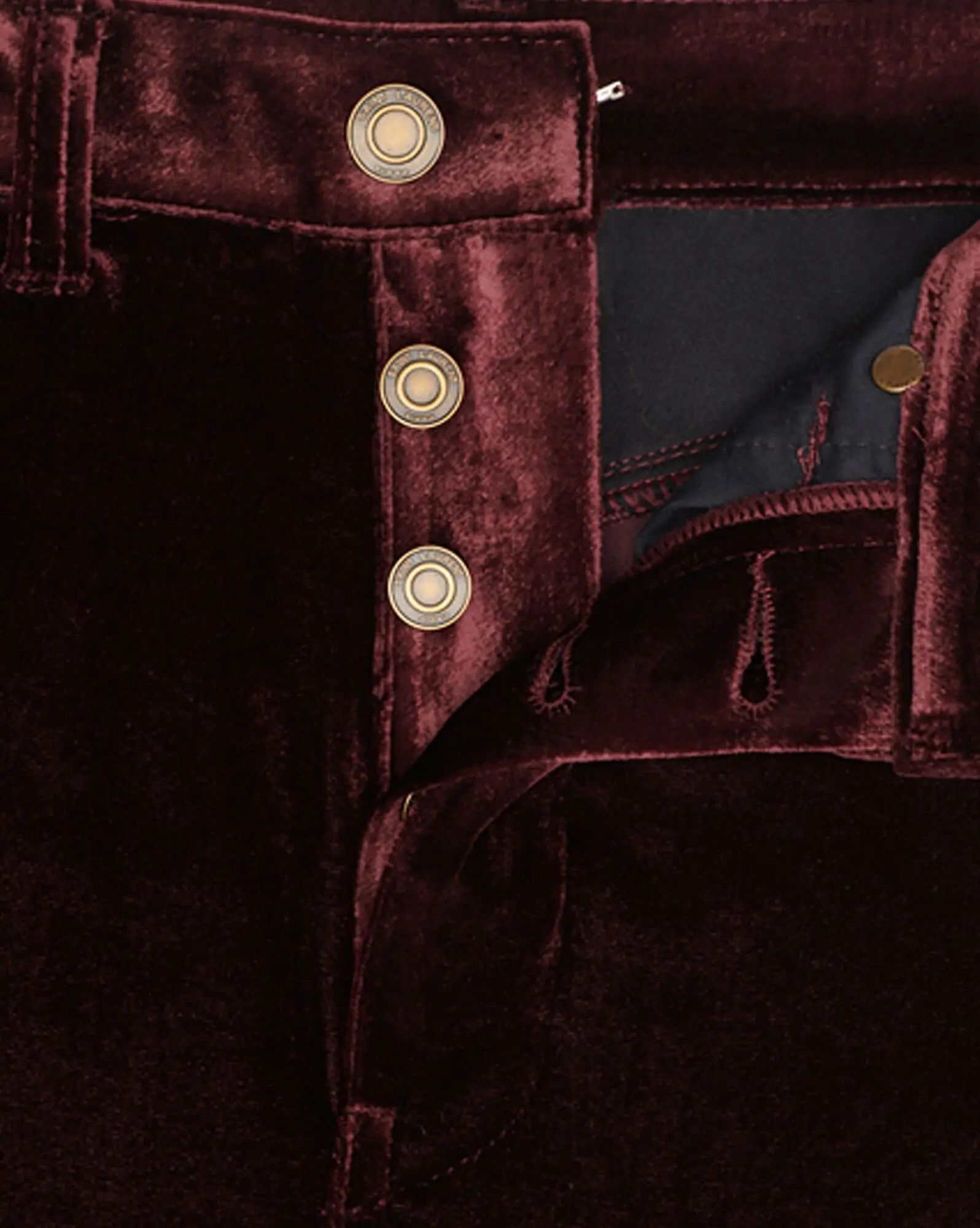 Saint Laurent Paris o1bcso1str0226 Wide Leg Pants in Velvet in Burgundy Size US 33 - 3 Thumbnail