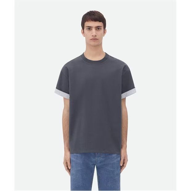 image of Bottega Veneta O1G2R1Mq0324 T-Shirts In Shadow, Men's (Size Large)