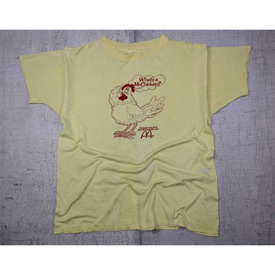 Vintage Vintage 60s 70s McDonalds Promo T Shirt What’s a McChicken? Size US L / EU 52-54 / 3 - 10 Thumbnail