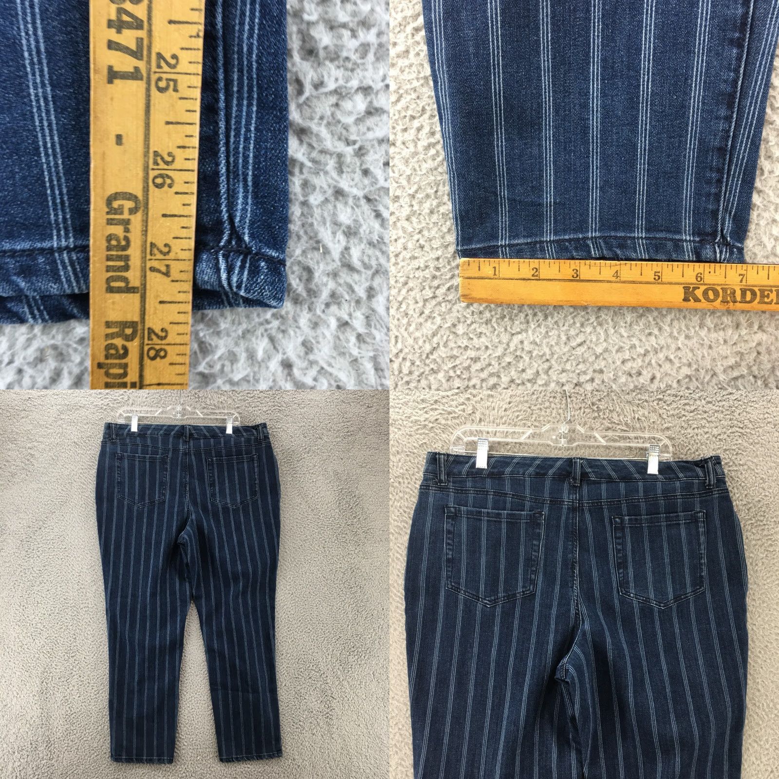 Vintage Style&co Slim Ankle Jeans Womens 16 Blue Striped Denim Zip Fly 5-Pocket Design Jeans Womens 16 Blue Striped Denim Zip Fly 5-Pocket Style&co Size 38" / US 16 / IT 52 - 8 Thumbnail