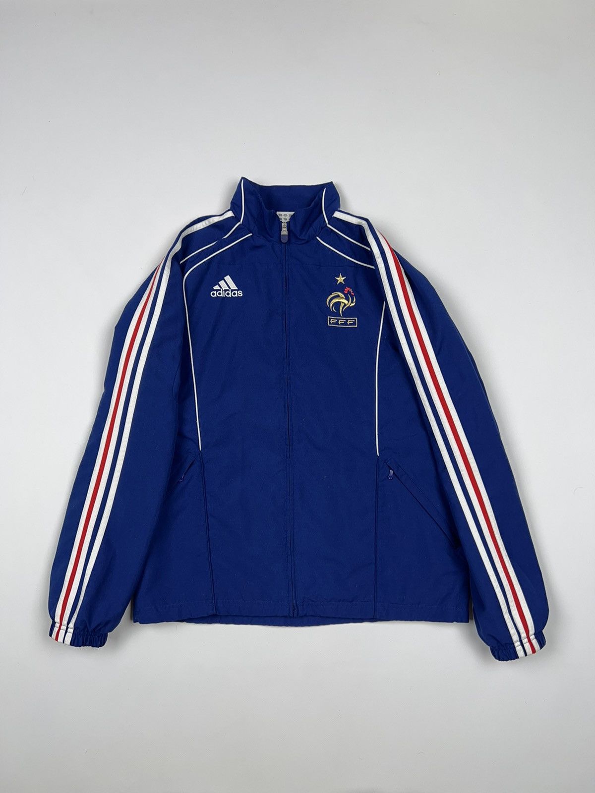 image of Adidas France Vintage Soccer Football Jacket Track in Blue, Men's (Size Medium)