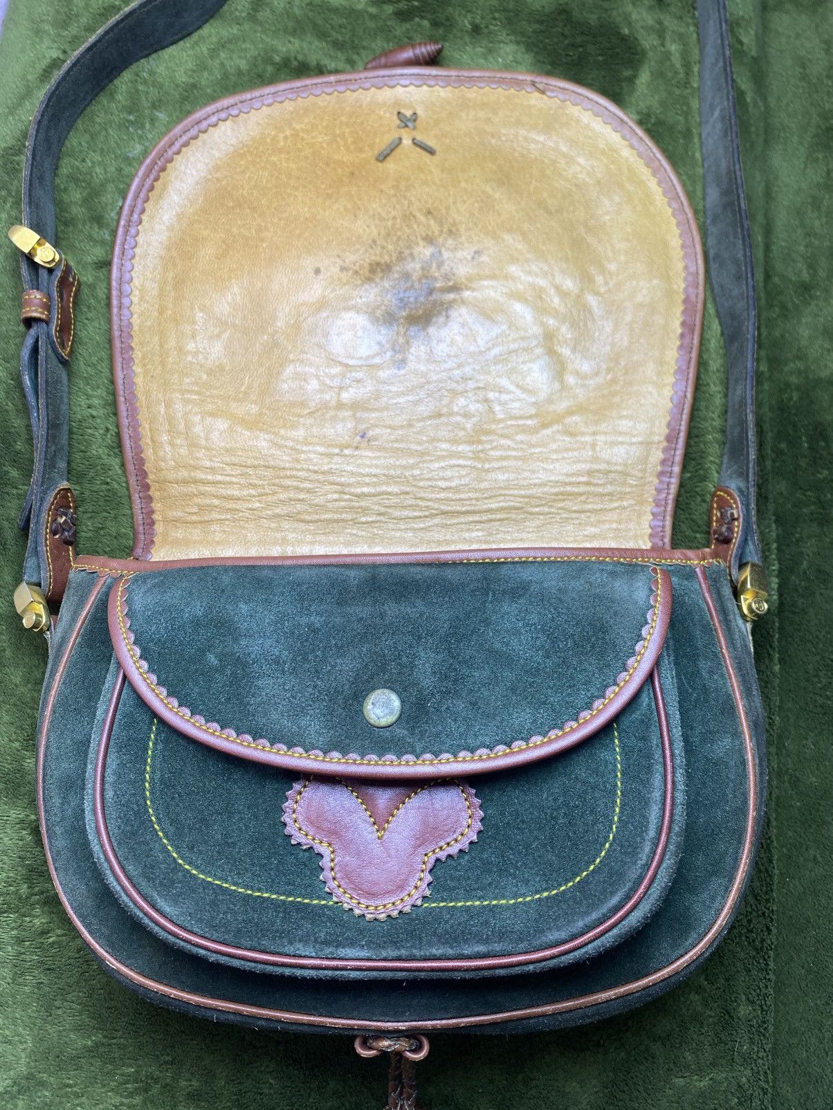 Loewe LOEWE Caza cordoban green suede and brown leather Size ONE SIZE - 10 Thumbnail