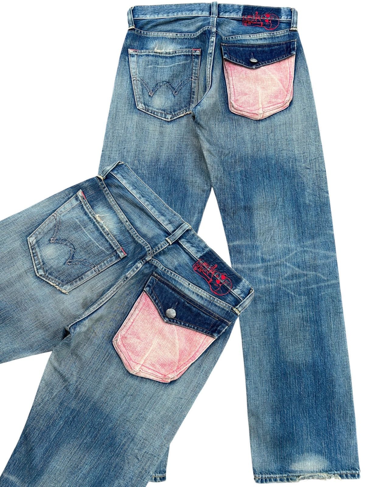 Kapital Vintage Edwin Skull Distressed Japanese Faded Denim Jeans ☠️ Size US 32 / EU 48 - 1 Thumbnail