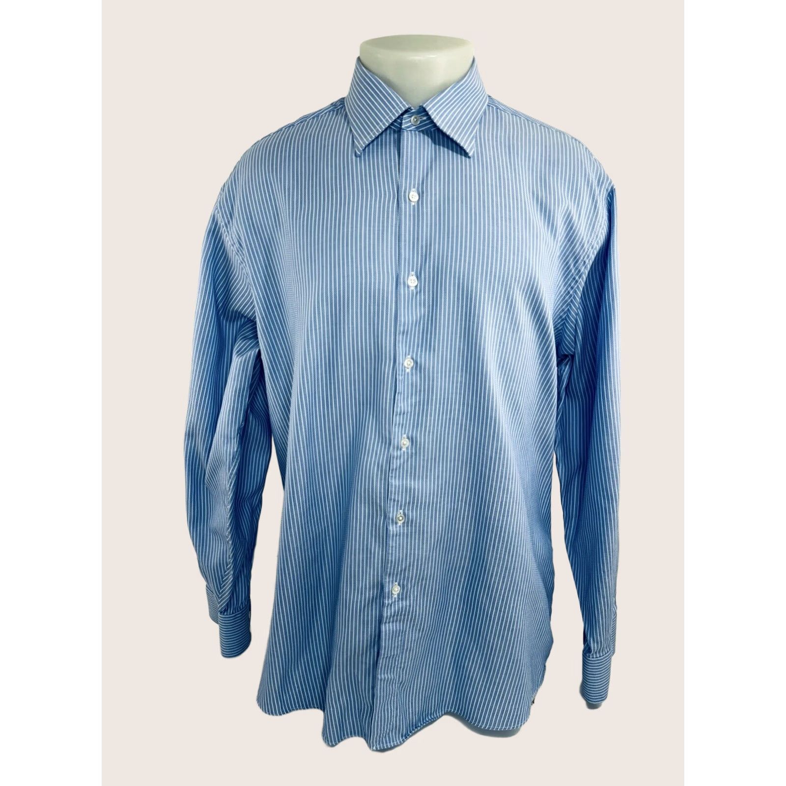 Brooks Brothers Brooks Brothers / Thomas Mason Striped Shirt Mens 17.5 35 Dress Shirt Long Sleeve Blue White Vintage? (if applicable) Mens Size US XXL / EU 58 / 5 - 1 Thumbnail