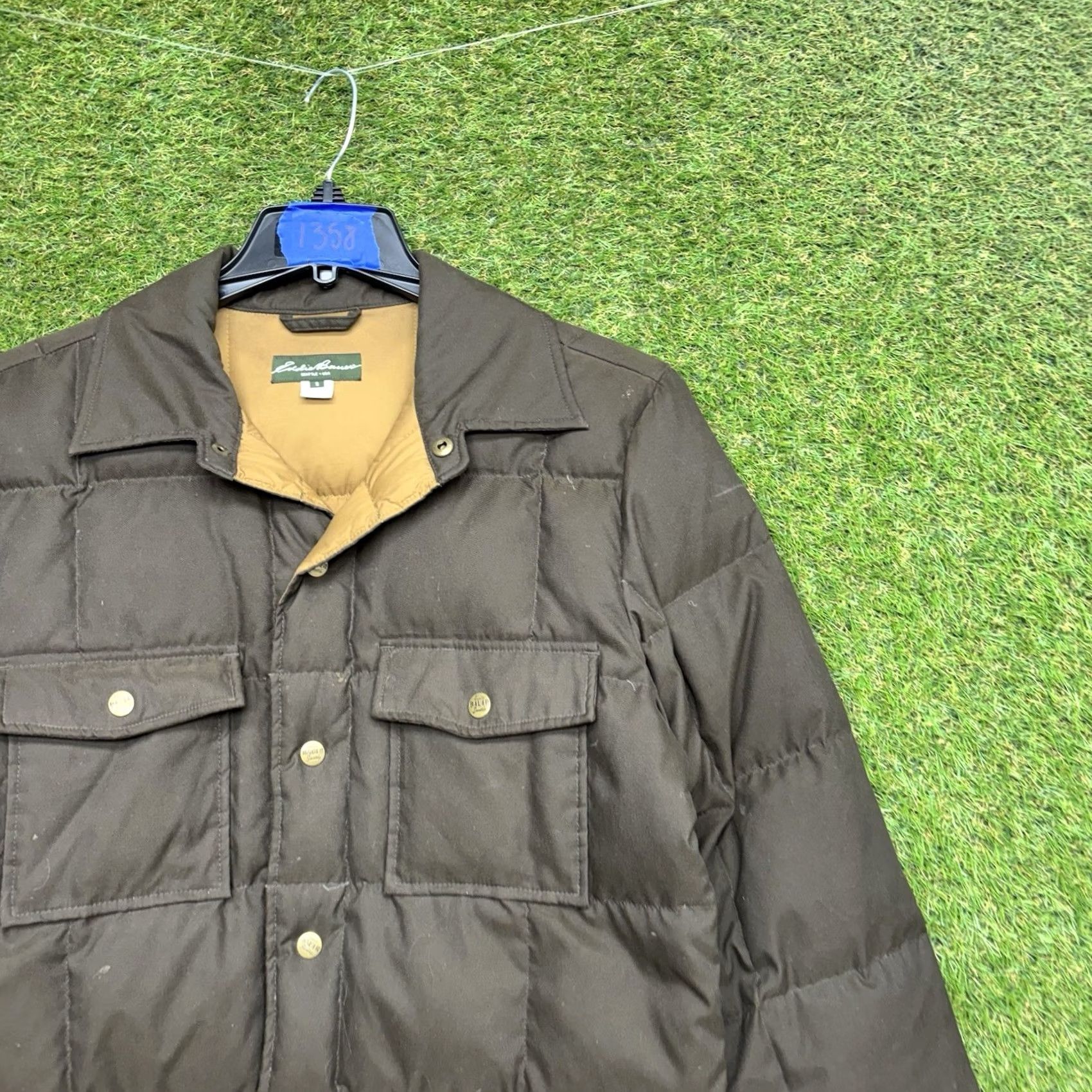 Eddie Bauer Eddie Bauer Down Jacket Womens Small Quilted Puffer Goose Down Snap Close Olive Green Brown Quilted Bodywarmer Womens Regular Jacket Size S / US 4 / IT 40 - 2 Thumbnail