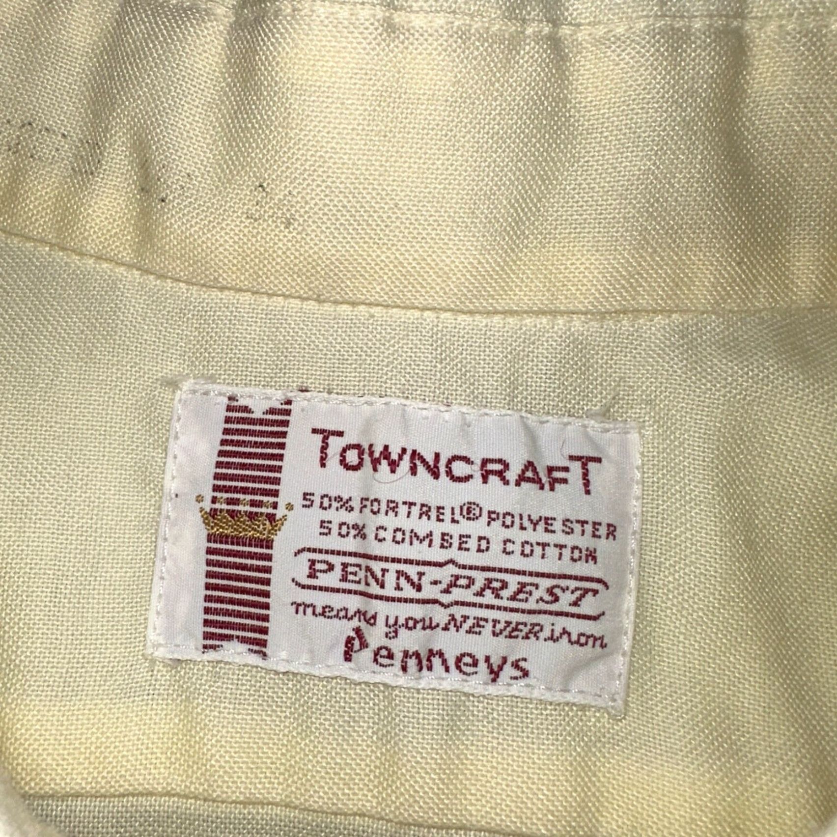 Penn VINTAGE TownCraft Shirt Men L Yellow White Stripe 60s 1960s USA Casual Button-Up Size US L / EU 52-54 / 3 - 5 Thumbnail