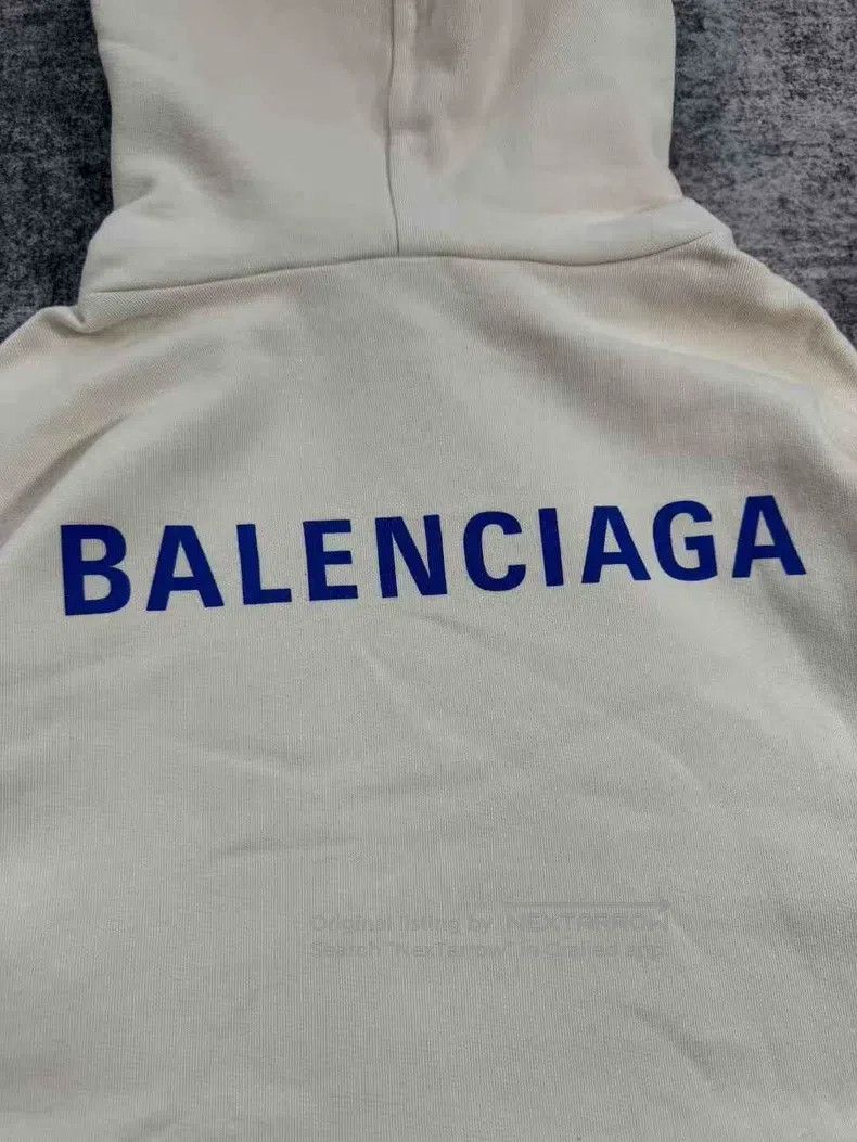 Balenciaga Balenciaga Off-white Front and Back Blue Letter Logo Hoodi Size US XS / EU 42 / 0 - 2 Thumbnail