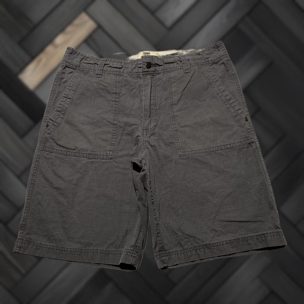 Vintage Ruff Hewn Shorts Mens 34 Gray Chino Canvas Flat Front Pockets Casual Cotton Size US 34 / EU 50 - 1 Thumbnail