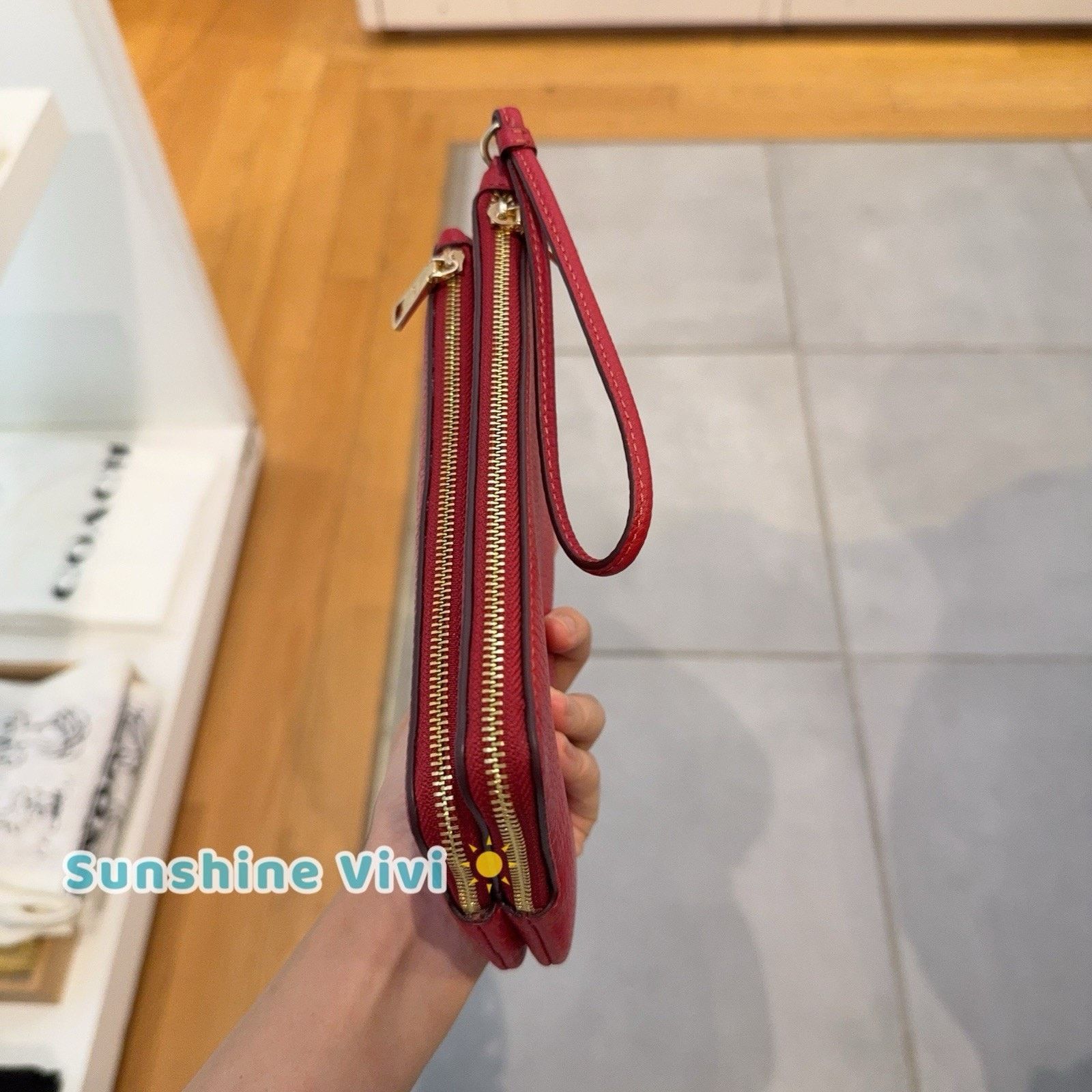 Coach NWT Coach Double Zip Wallet Wristlet Leather CX161 True Red Size ONE SIZE - 2 Thumbnail