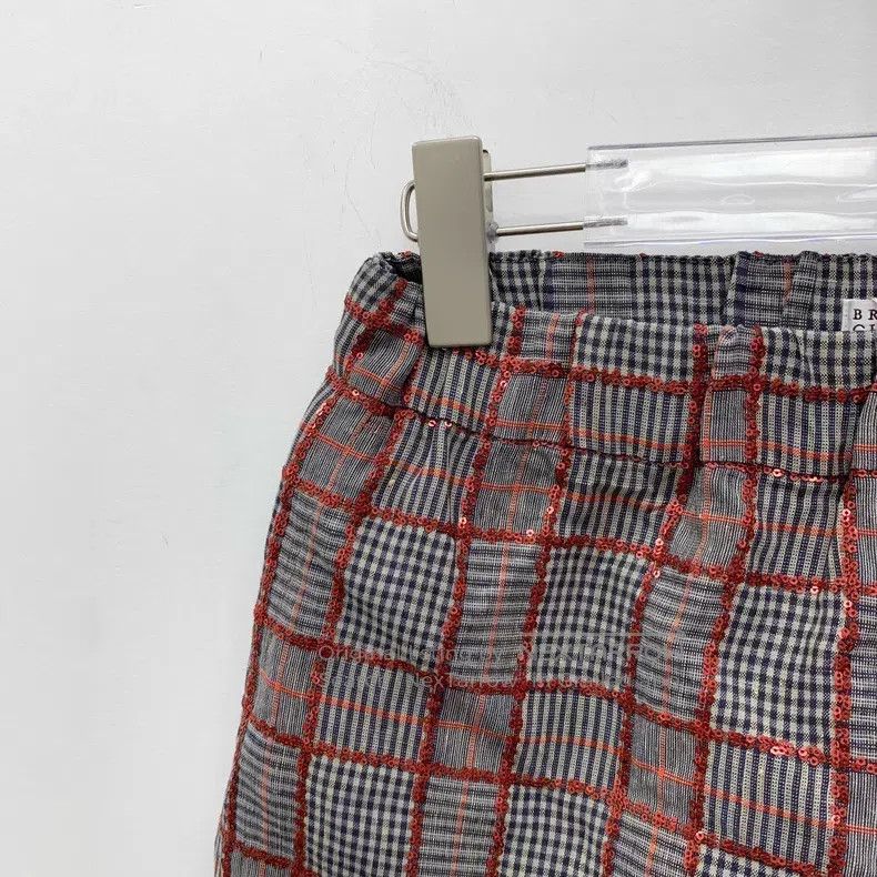 Brunello Cucinelli Color-blocked plaid sequined linen casu