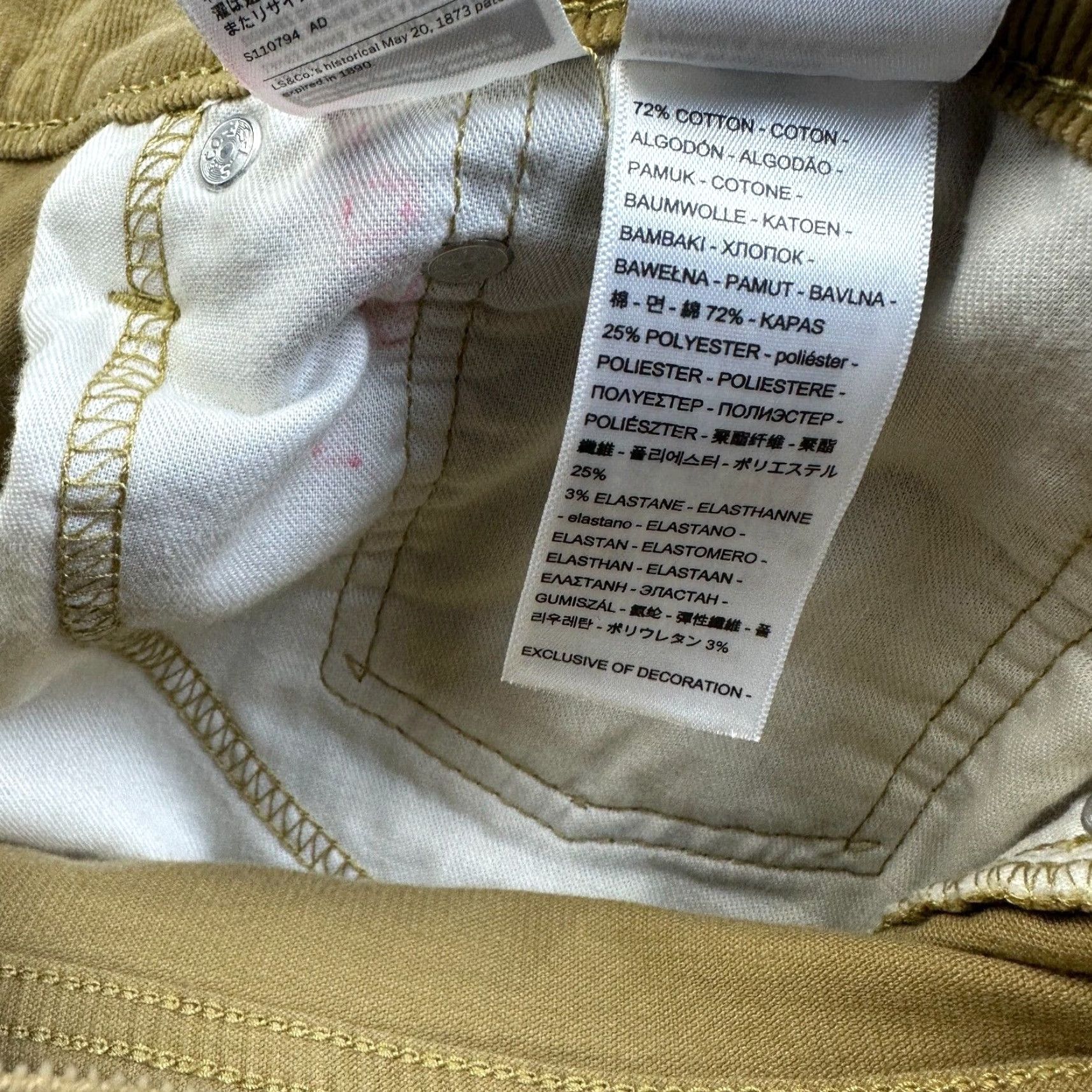 Levi's Levis 541 Corduroy Pants 34x30 Beige Tan Athletic Fit Chino Bottoms Slacks Mens Size US 34 / EU 50 - 4 Thumbnail