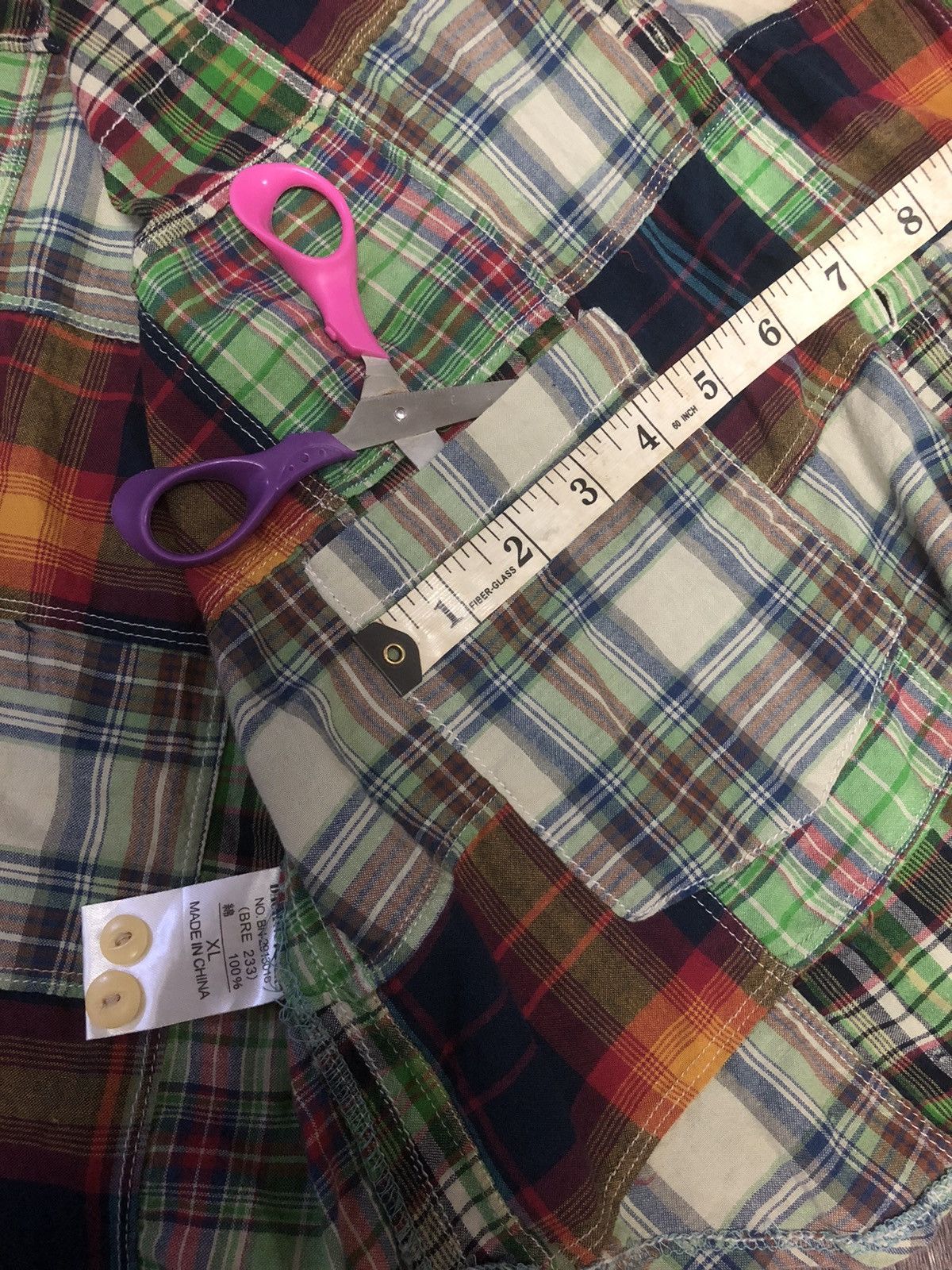 Flannel × Vintage VINTAGE BACK NUMBER PATCHWORK FLANNEL LONG SLEEVE SHIRT Size US XL / EU 56 / 4 - 20 Thumbnail