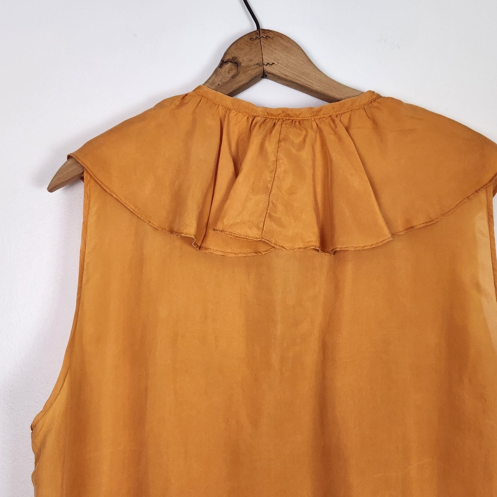 Vintage Orange Silk Ruffle Lace Up Top Soft Surprise Large Size L / US 10 / IT 46 - 5 Thumbnail