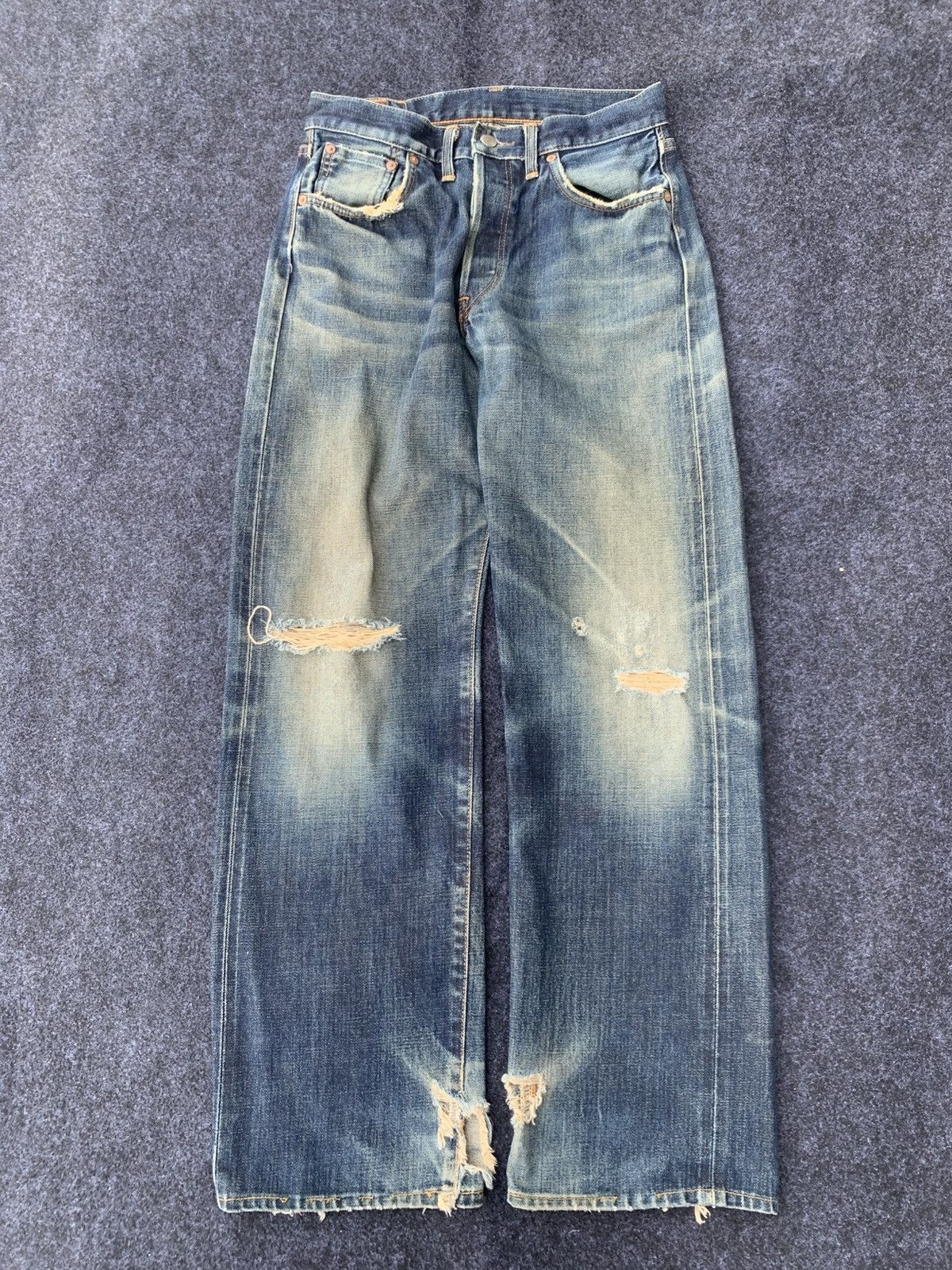 Pre-owned Distressed Denim X Edwin Distressed Edwin 505sx Selvedge Denim In Faded Check