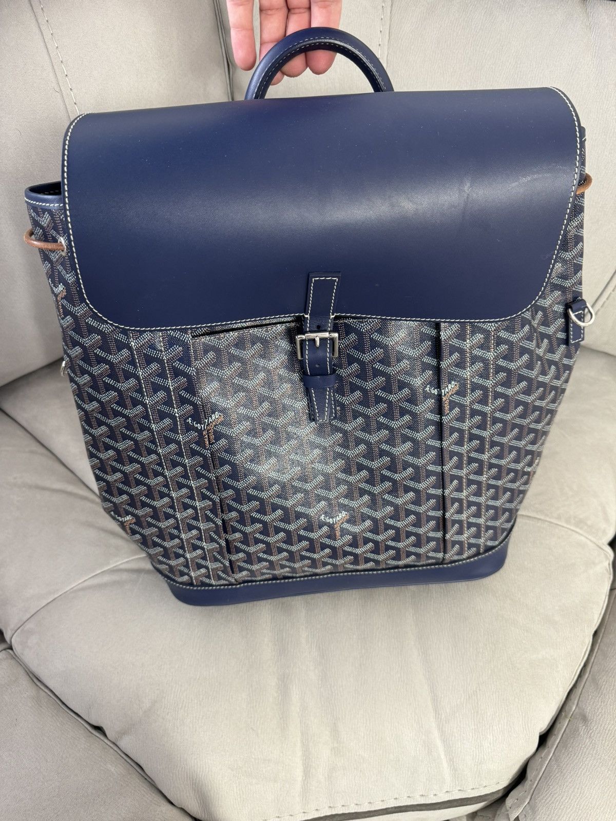 image of Goyard Alpin Mm Backback in Blue, Men's
