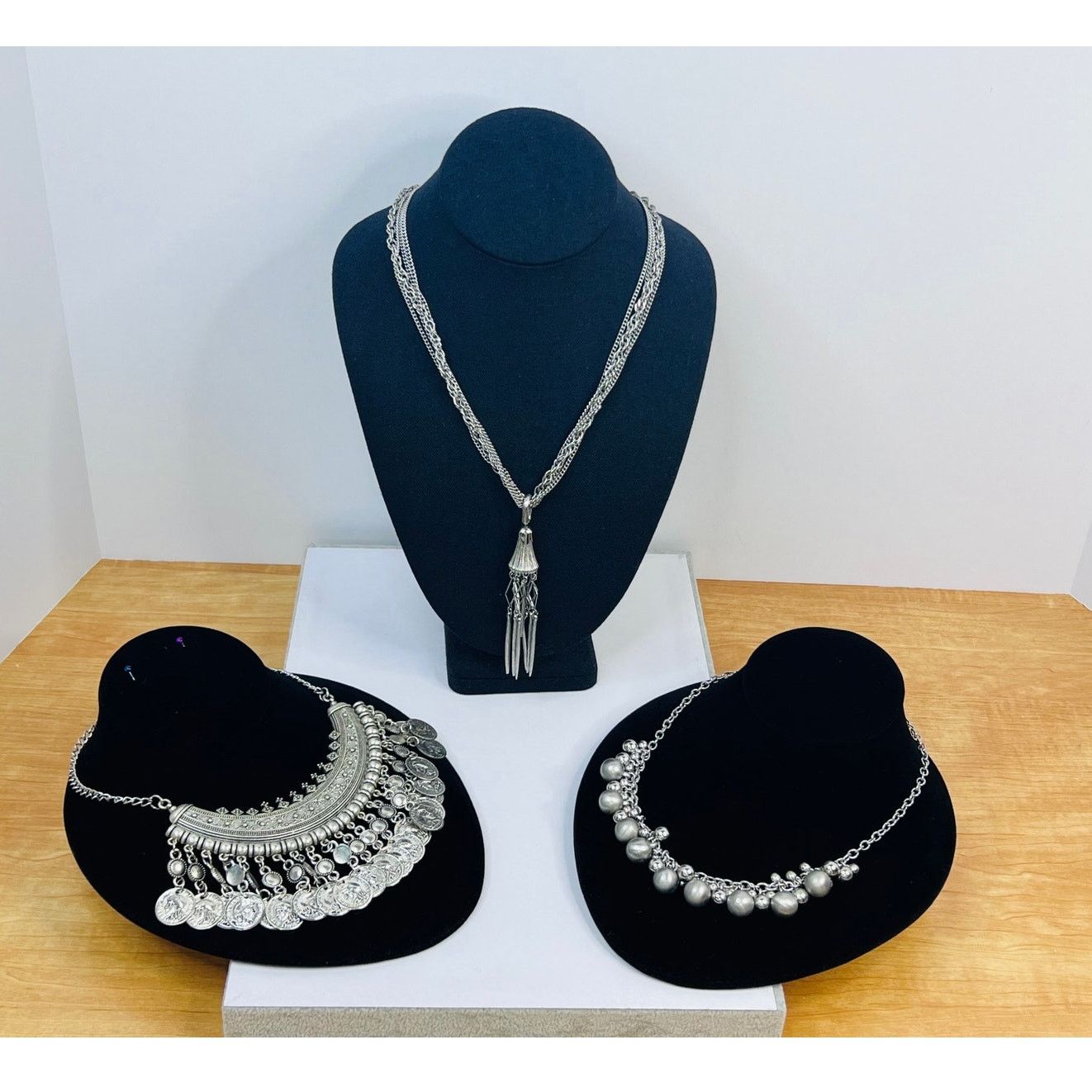 & Other Stories Set of 3 Necklaces - Silvertone Chain with Pendant Dangles Size ONE SIZE - 1 Thumbnail