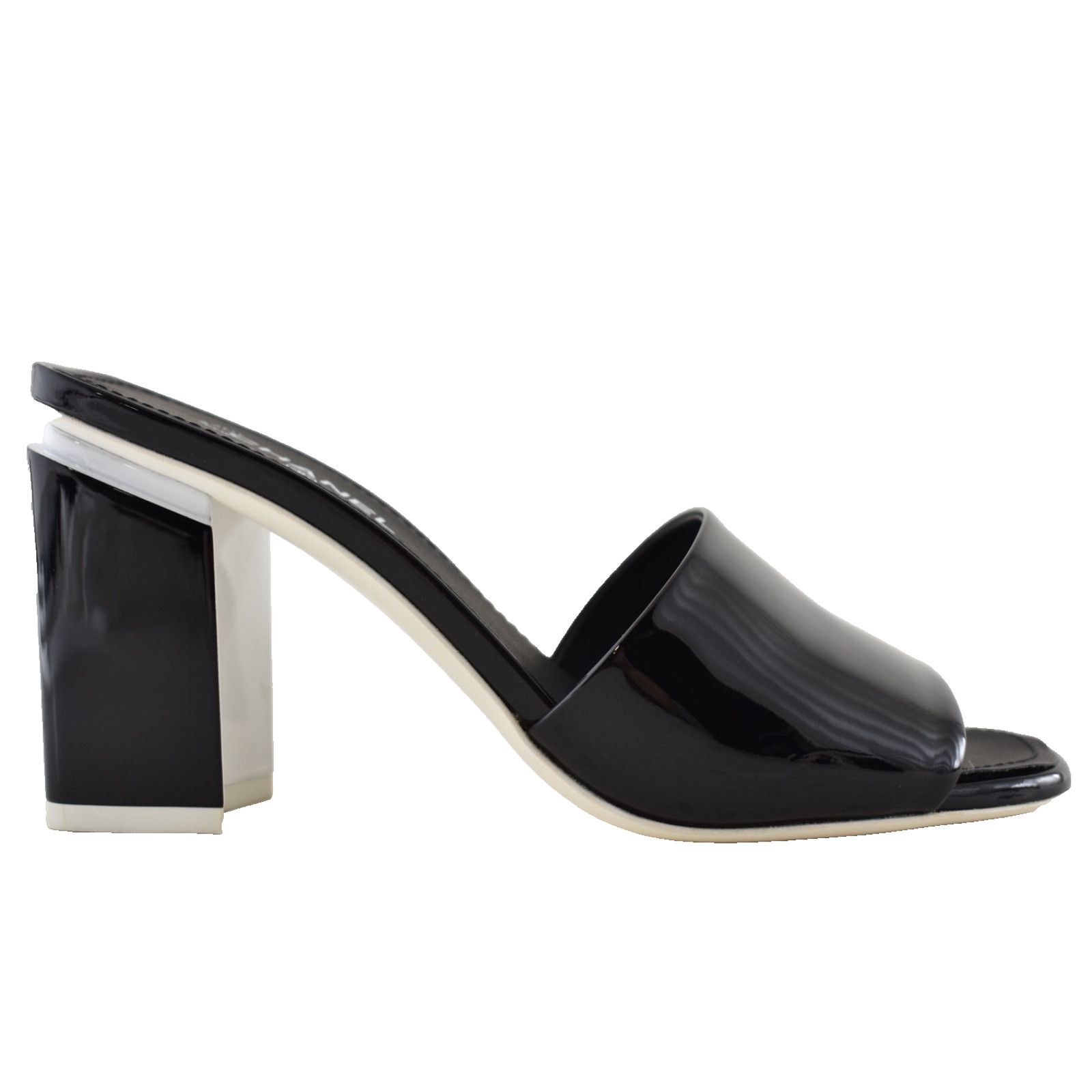 Chanel Patent Calf CC Logo Mule Slide Block Heel Sandal 36.5 Size US 6.5 / IT 36.5 - 1 Thumbnail