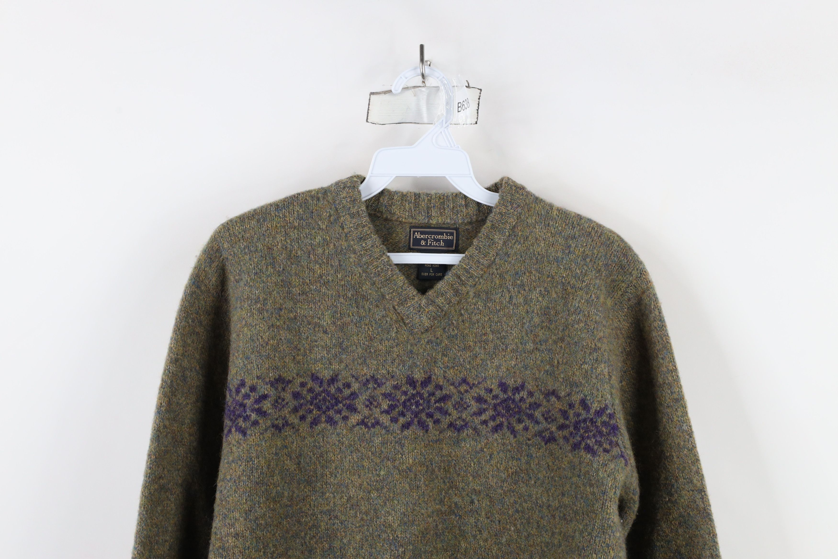 Abercrombie & Fitch × Vintage Vintage 90s Abercrombie & Fitch Fair Isle Wool Knit Sweater Size L / US 10 / IT 46 - 2 Thumbnail