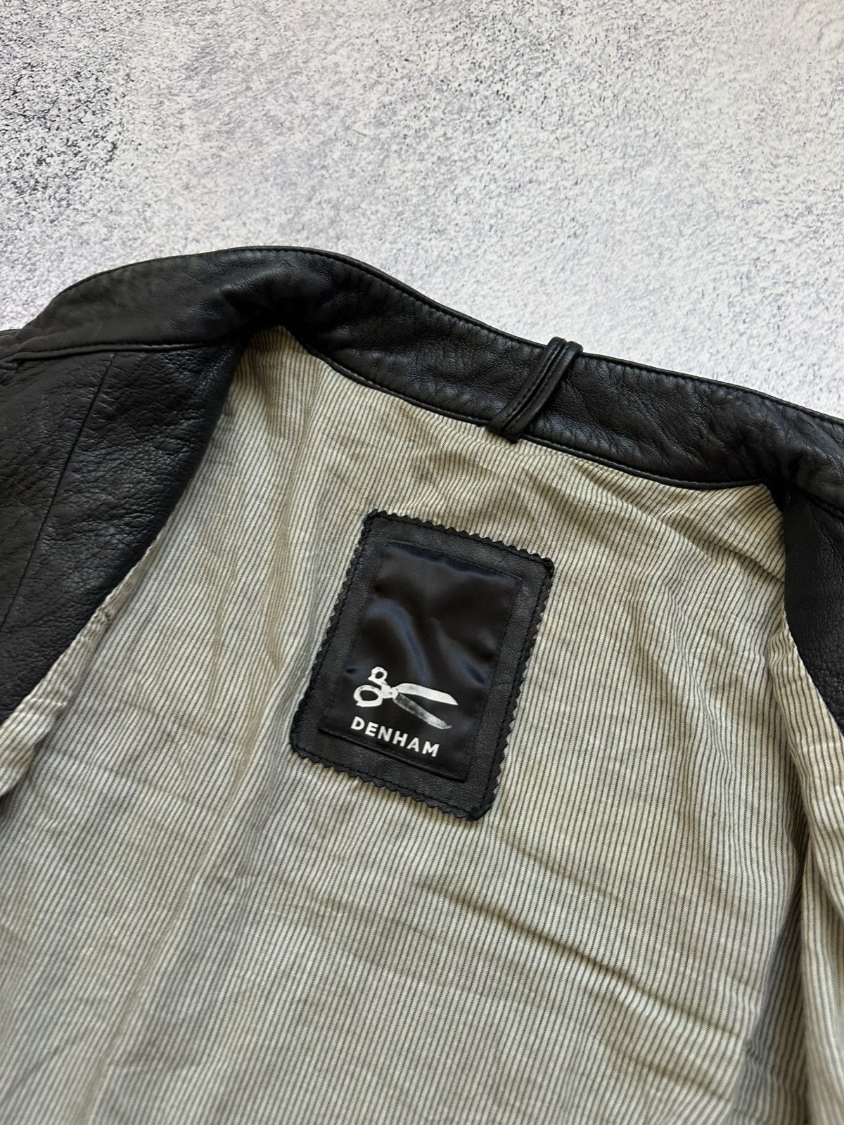 DENHAM Awant-garde Denham Leather Biker Jacket Rick Owens Style Y2K Size M / US 6-8 / IT 42-44 - 10 Thumbnail