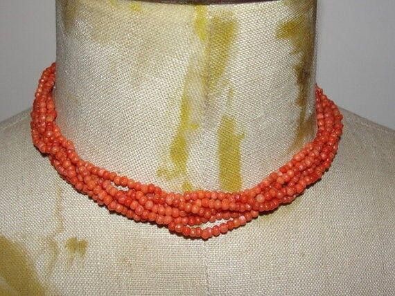 Designer Victorian Woven Red Coral Bead Necklace Size ONE SIZE - 1 Thumbnail
