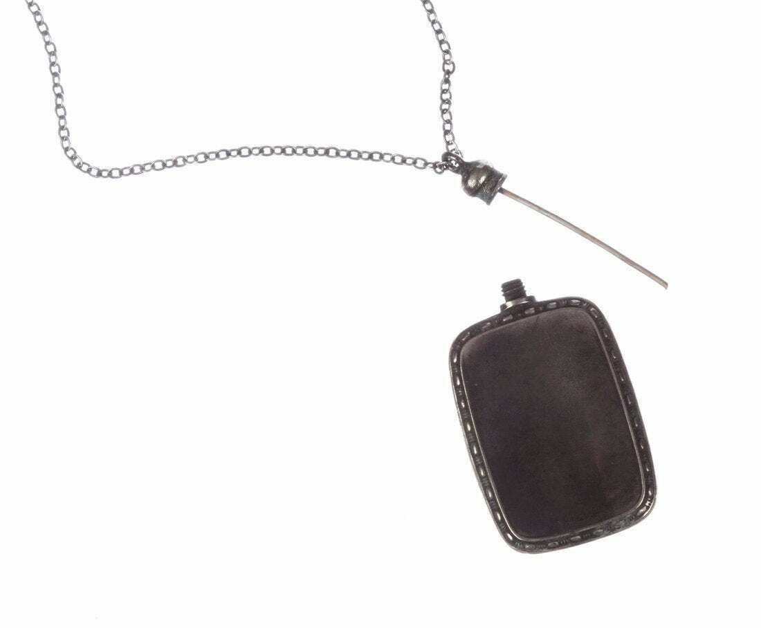 Handmade Art Deco Sterling Silver Etched Vial Necklace Size ONE SIZE - 3 Thumbnail