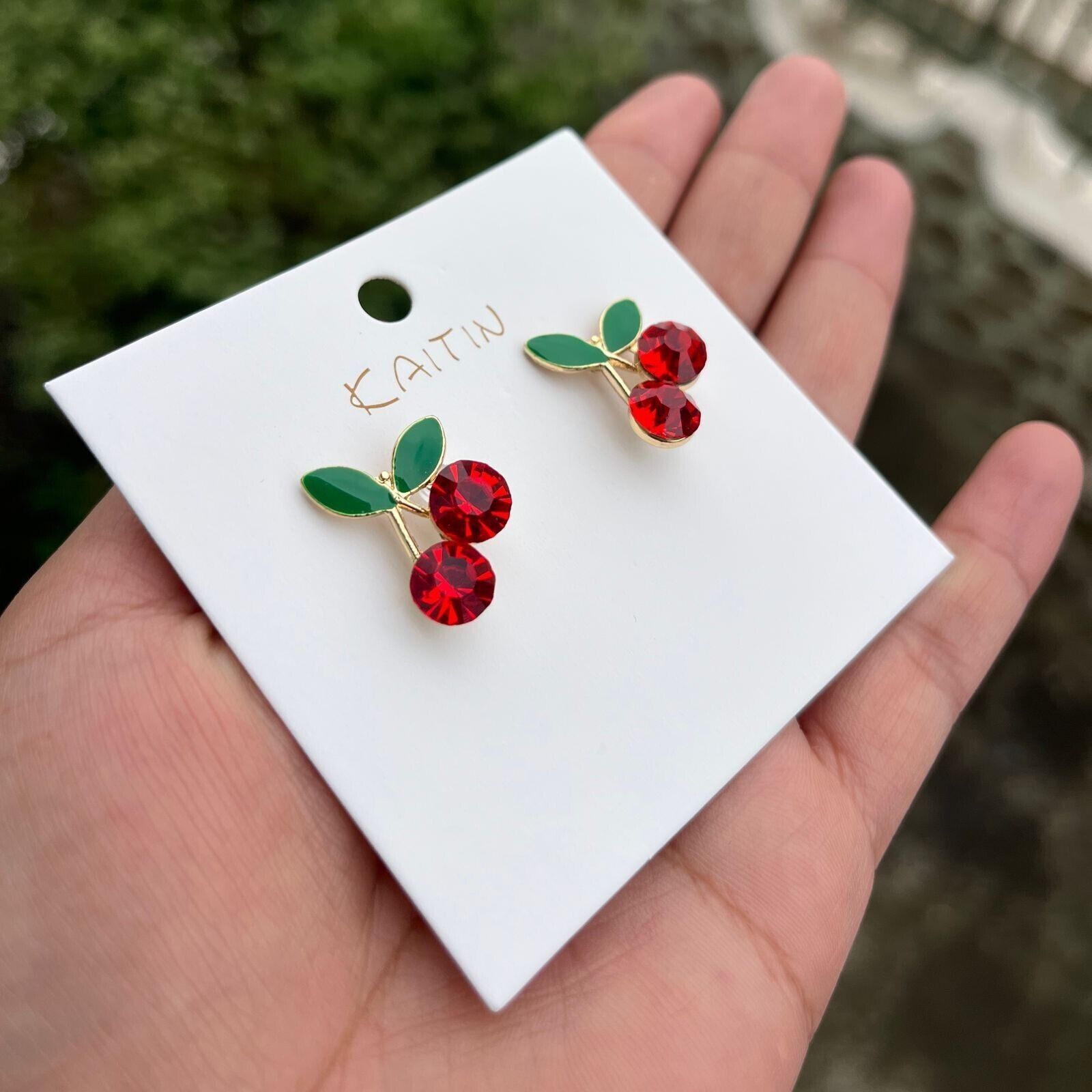 Other New Earrings Rate Alloy Rhinestone Crystal Red Cherries Stud Size ONE SIZE - 3 Thumbnail