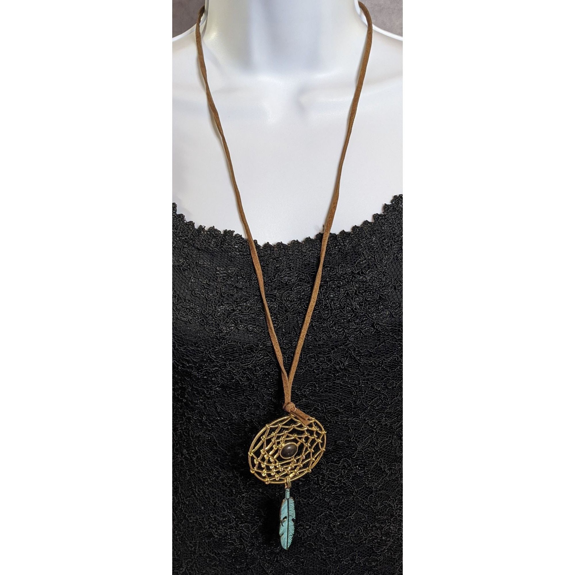 Other Bohemian Dreamcatcher Pendant Necklace With Faux Suede Cord Size ONE SIZE - 3 Thumbnail