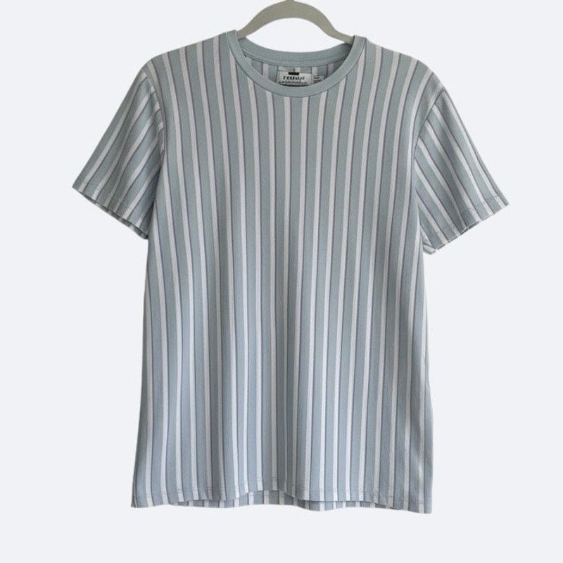 Topman Topman Mens Blue & Purple Striped Short Sleeve Tee Size US S / EU 44-46 / 1 - 1 Thumbnail