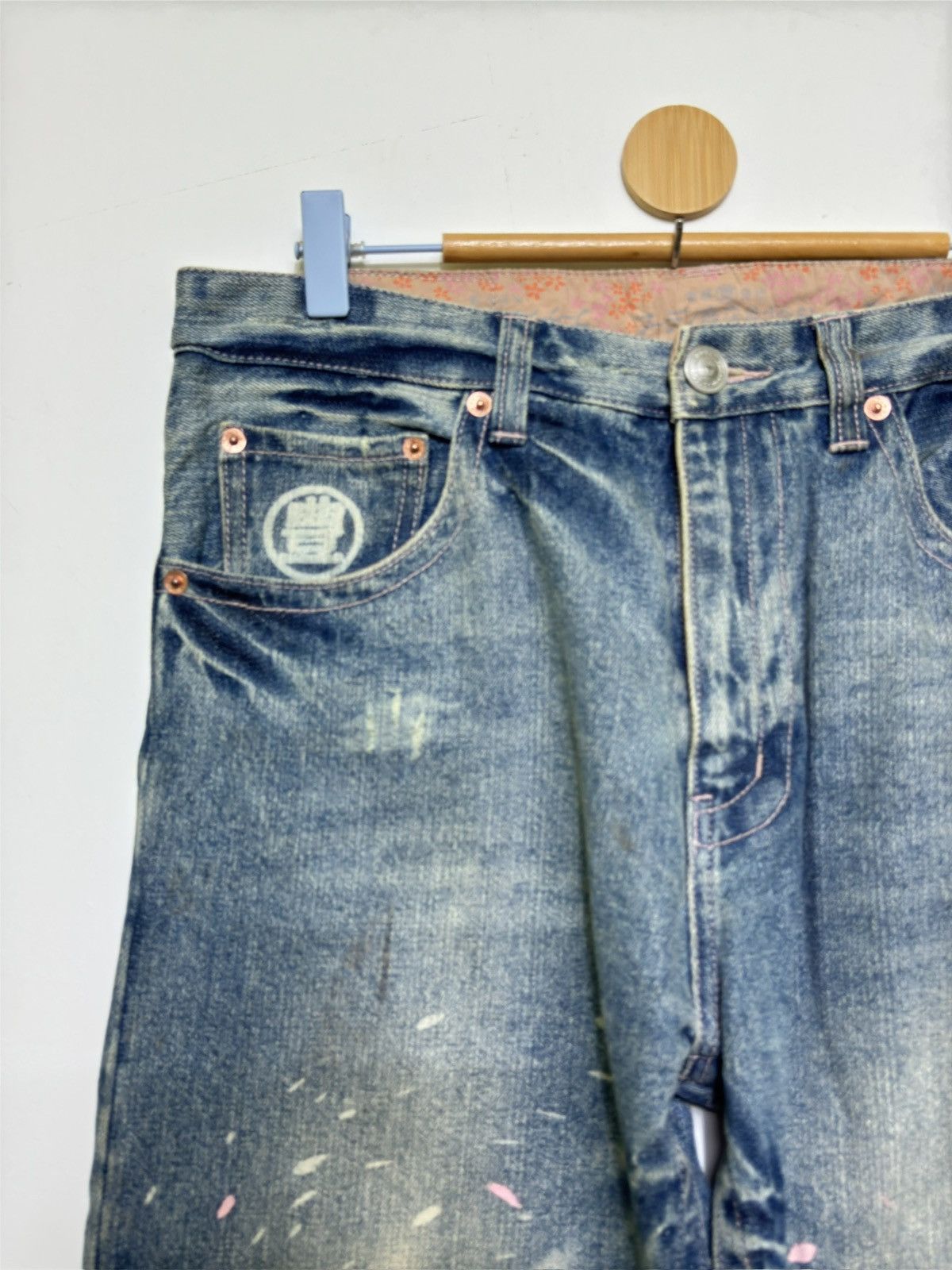 Hysteric Glamour Rare Karakuri Tamashi Sukajan Acid Wash Paint Splash Dragon Size US 32 / EU 48 - 4 Thumbnail