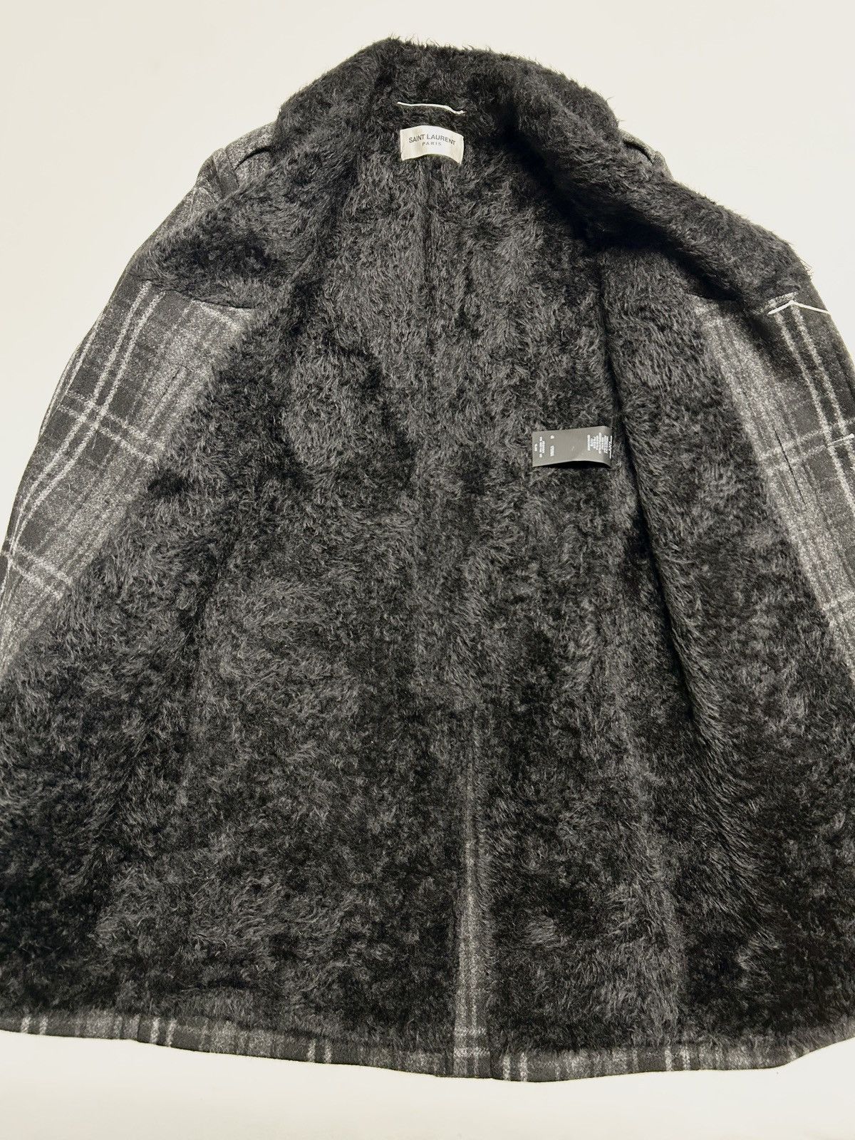 Saint Laurent Paris FW2019 Alpaca Wool Plaid Fur Coat Size US M / EU 48-50 / 2 - 10 Thumbnail