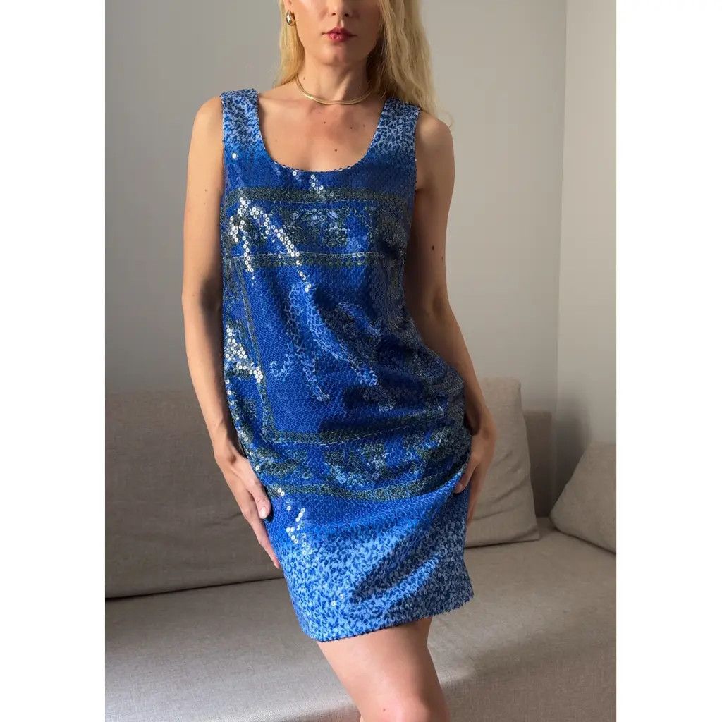 Versace Versace Blue Sequin Sleeveless Mini Dress Size Medium Size M / US 6-8 / IT 42-44 - 1 Thumbnail