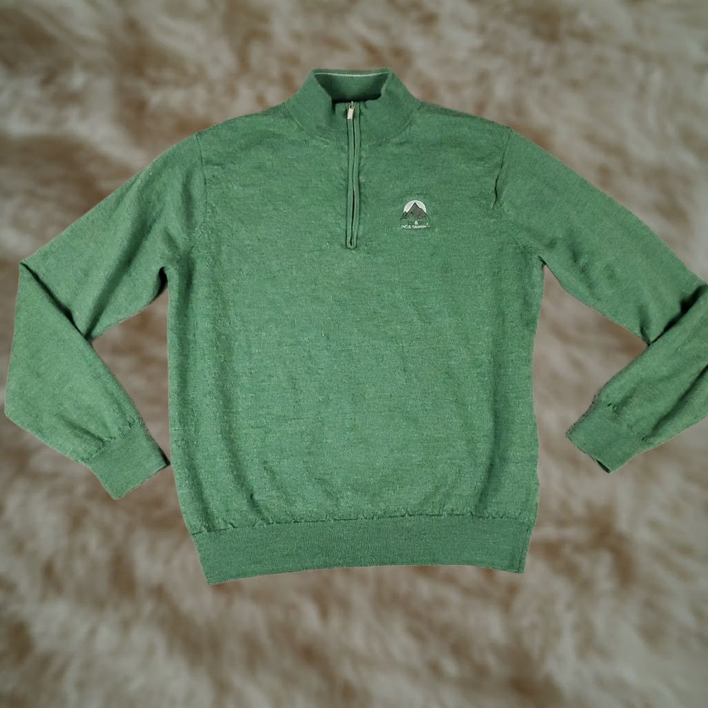 Peter Millar Peter Millar Sweater Mens M Green 1/4 Zip Merino Wool Golf Knit Pullover All Seasons Lightweight VINTAGE? Size US M / EU 48-50 / 2 - 1 Thumbnail