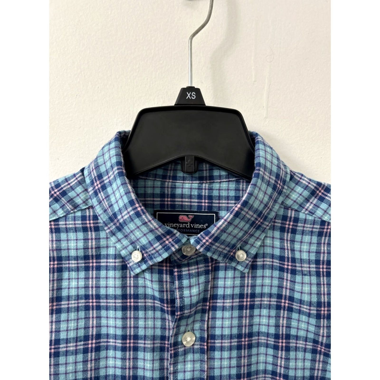 Vineyard Vines Vineyard Vines Performance Shirt Mens S Blue Pink Plaid Classic Fit Murray L/S Size US S / EU 44-46 / 1 - 5 Thumbnail