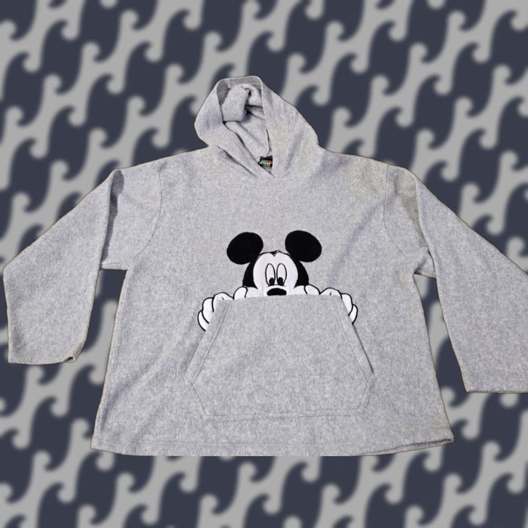 Disney Disney Mickey Unlimited Fleece Hoodie Women L Gray Long Sleeve Hooded Pullover Embroidered Mickey Mouse Pockets Solid Cartoon Womens Size L / US 10 / IT 46 - 1 Thumbnail