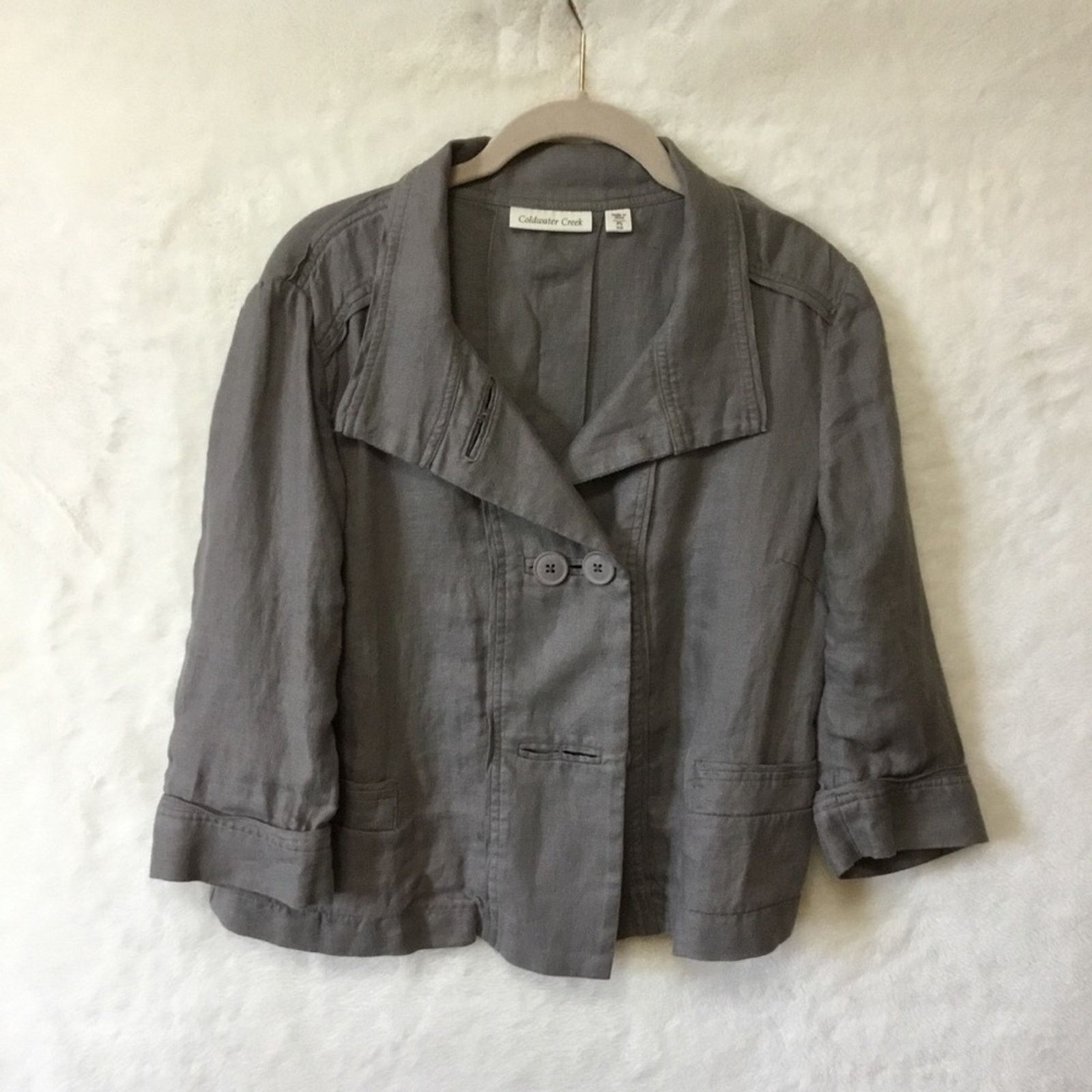 Coldwater Creek Coldwater Creek Gray Linen Jacket Size S / US 4 / IT 40 - 2 Thumbnail
