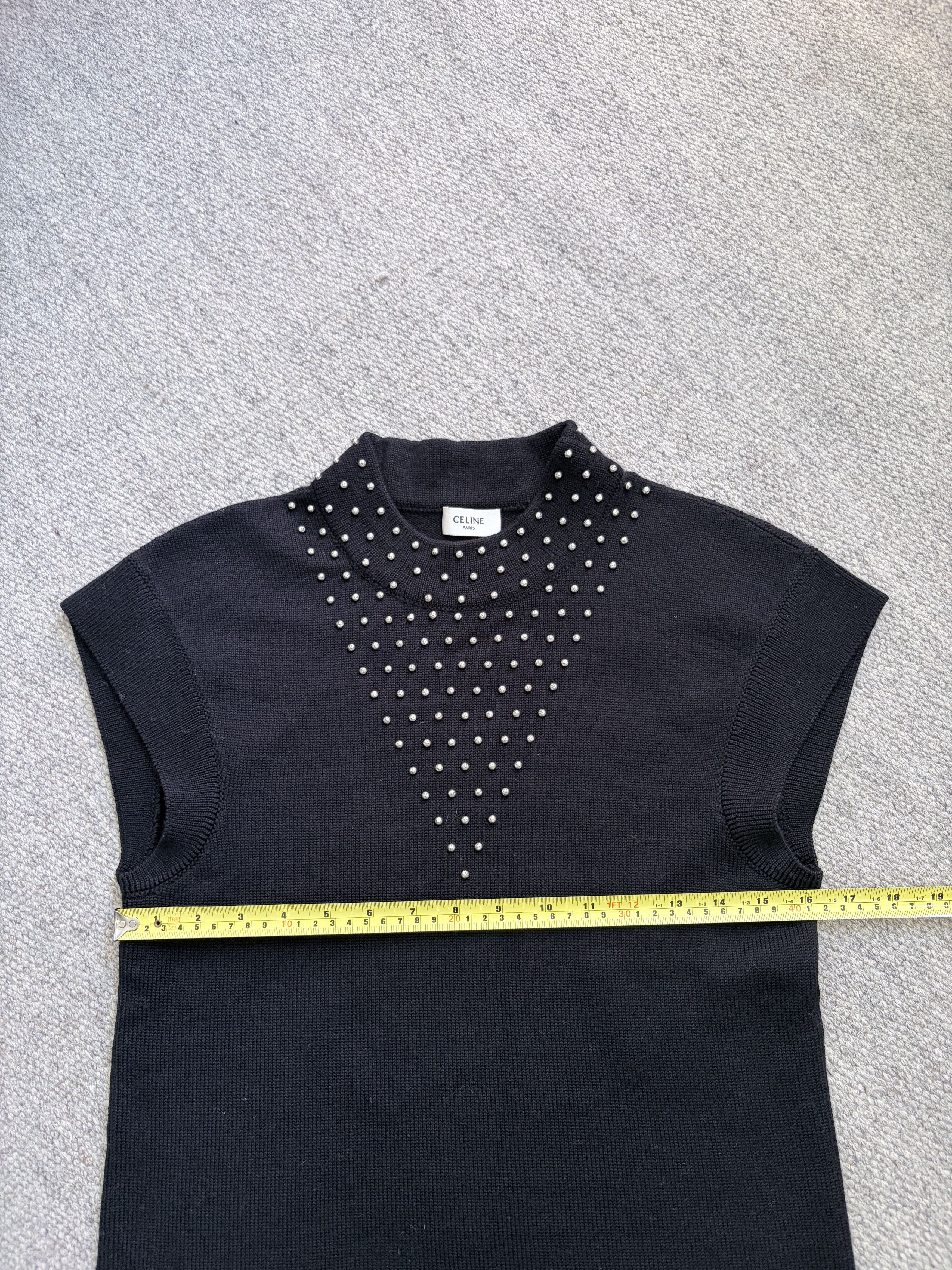 Celine Celine Paris Black Studded Knit Top / Size S Size S / US 4 / IT 40 - 2 Thumbnail