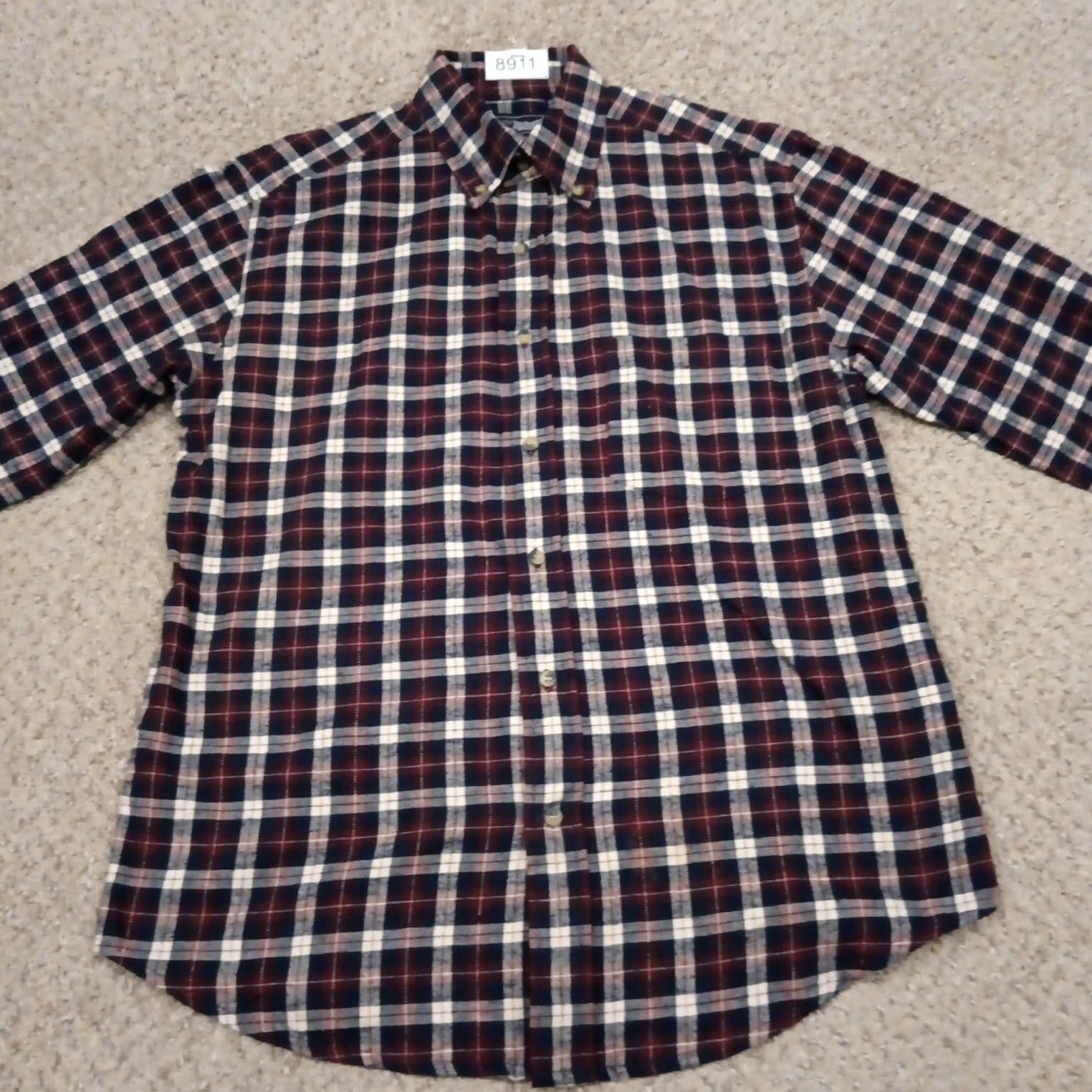 Arrow Arrow Shirt Mens Medium Red Plaid Flannel Long Sleeve Button Down Cotton Size US M / EU 48-50 / 2 - 5 Thumbnail