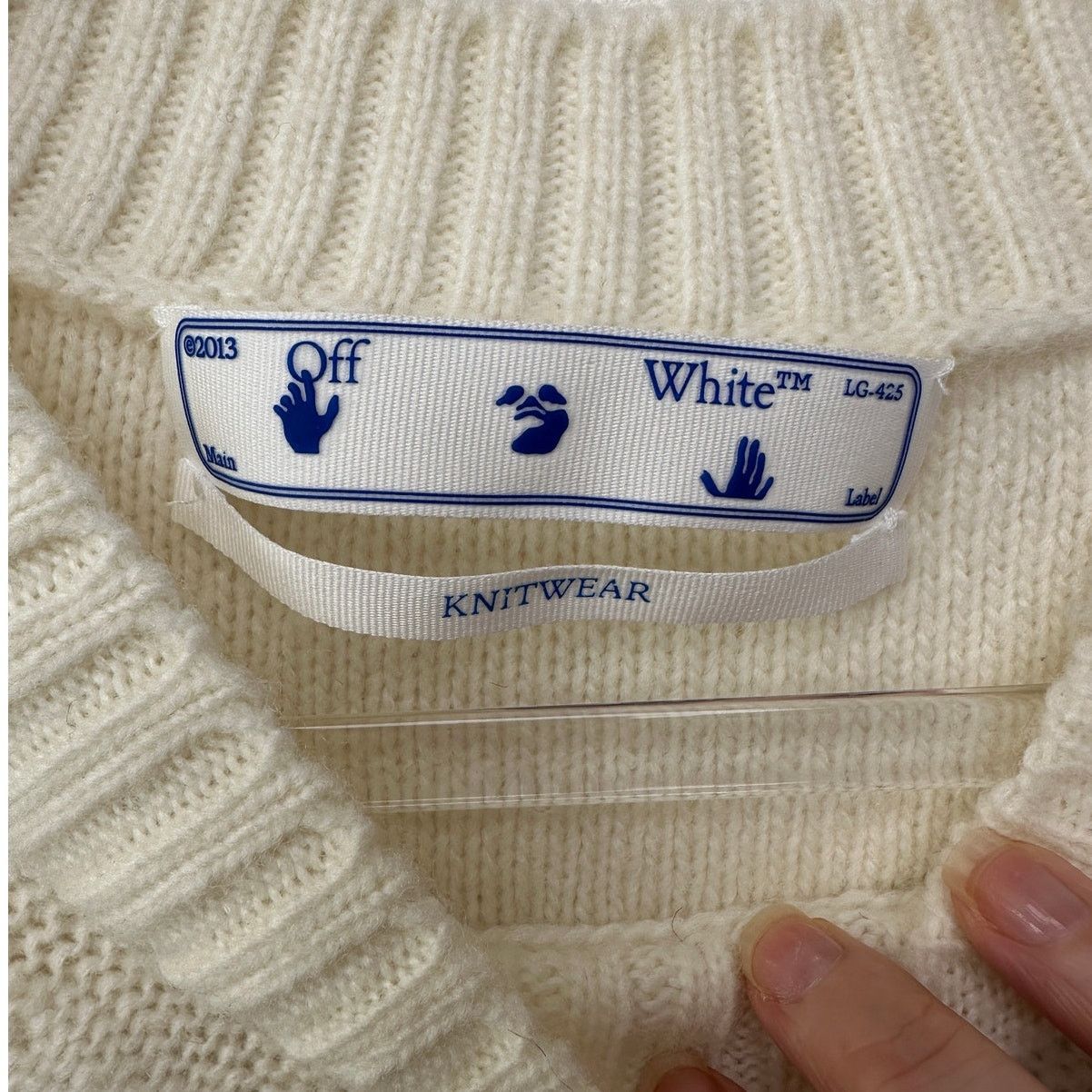 Off-White Off-White Reverse Arrow Diag Knit Crew Sweater White / Green Size US XL / EU 56 / 4 - 5 Thumbnail