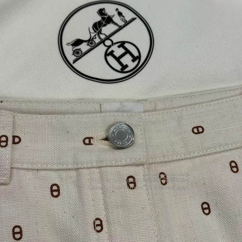 Hermes Hermes Brown and White Pig Nose Printed Denim Pants Size 24" / US 00 / IT 34 - 4 Thumbnail