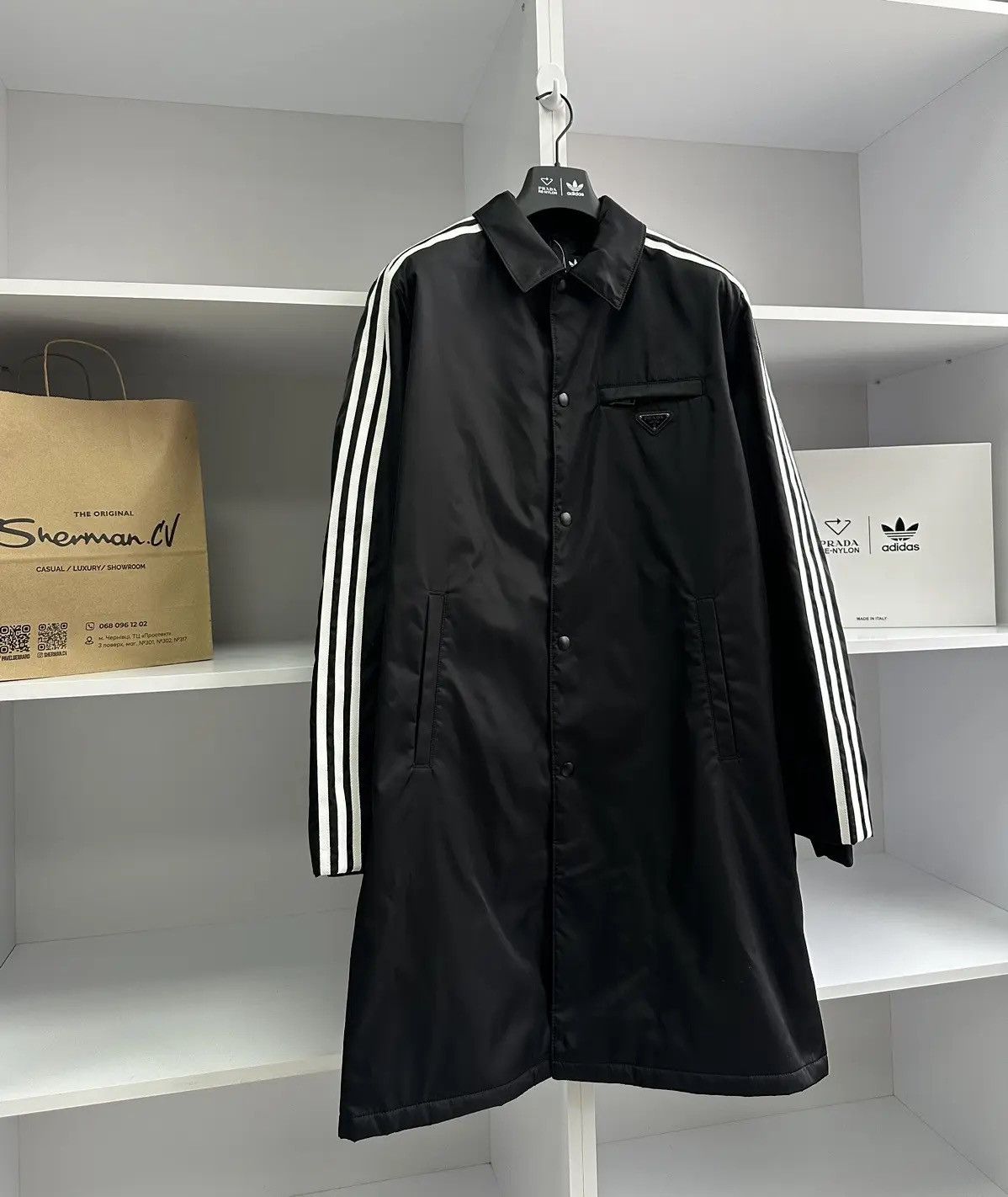 ジャケット・アウター PRADA adidas RE-NYLON HOODED JACKET 44 Adidas × Prada Prada Adidas Re-Nylon Track Coat Black Jacket