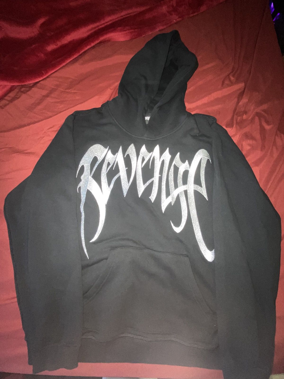Revenge Black French Terry Silver Embroidered Revenge Hoodie Size US M / EU 48-50 / 2 - 1 Thumbnail