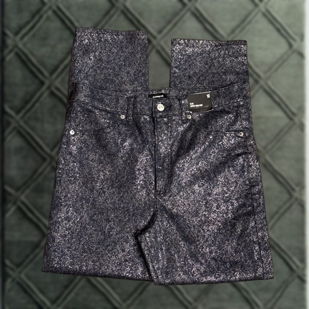 Express Express Jeans Slim Straight 10 Blue Denim 5-Pocket Stretch High Rise NWT Vintage No Womens Jeans US Size 10 Blue Size 32" / US 10 / IT 46 - 1 Thumbnail