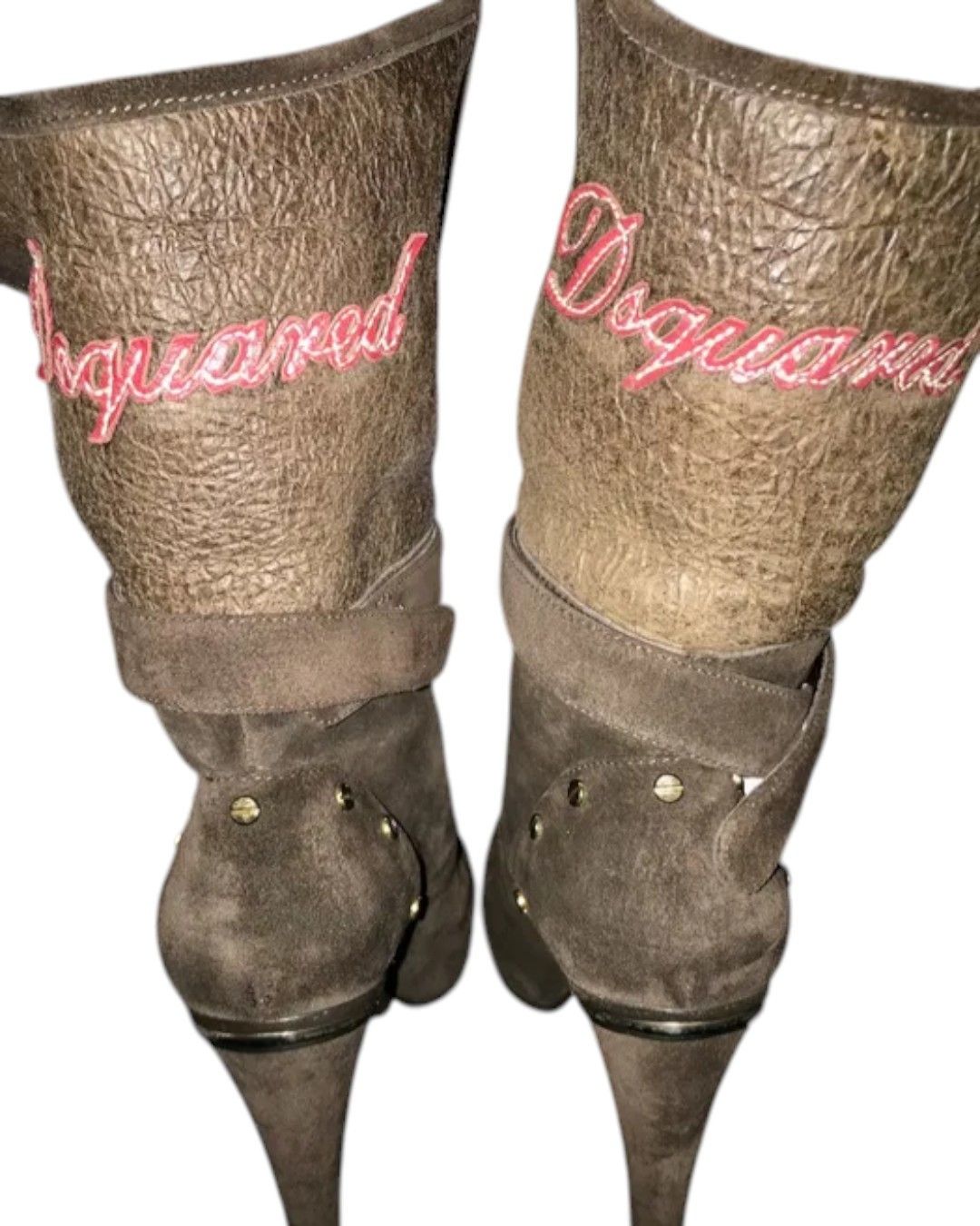 Dsquared2 VELOUR ESPRESSO SHEARLING SUEDE ANKLE BOOTS HEELS Size US 8 / IT 38 - 2 Thumbnail