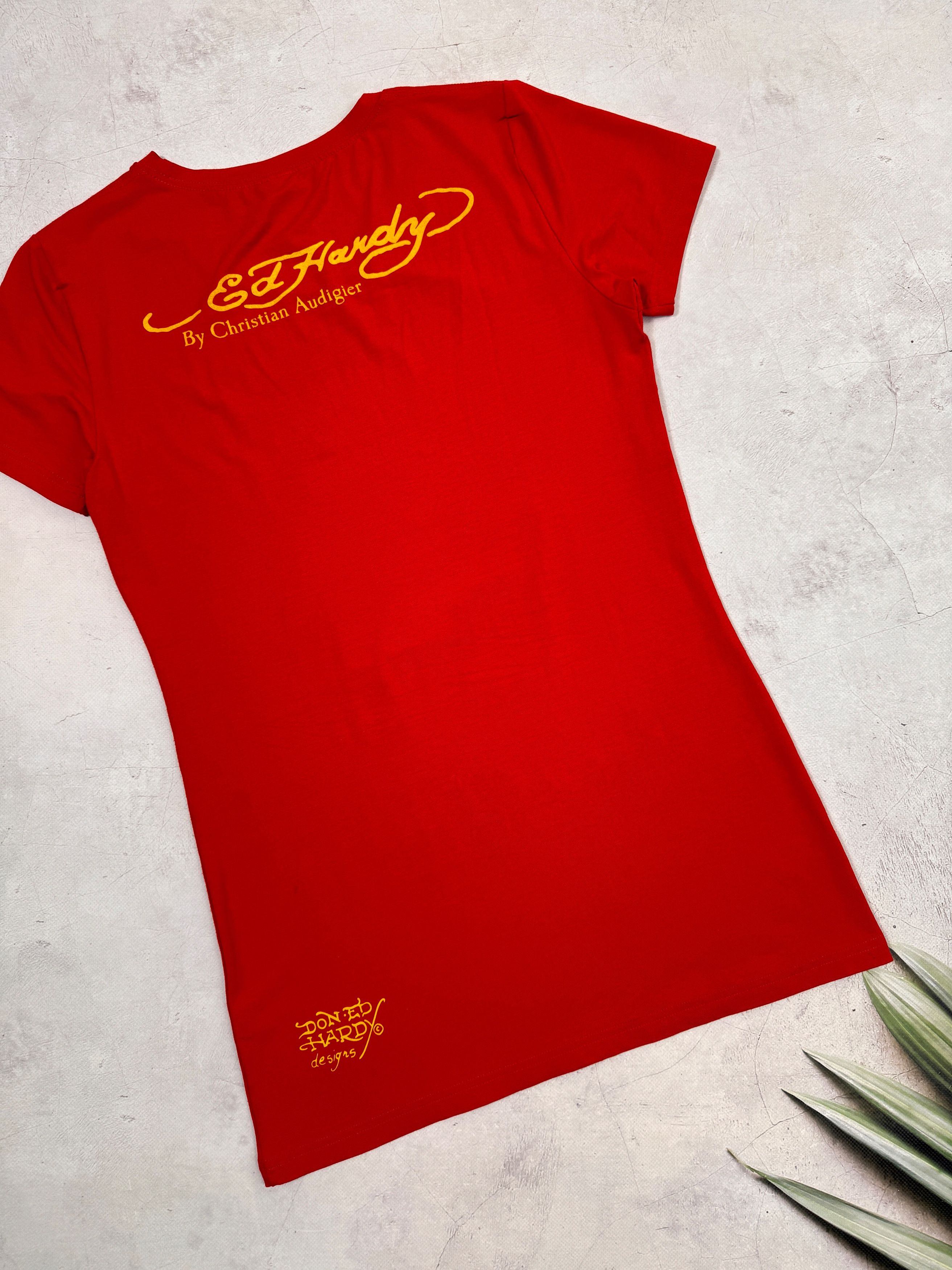 Christian Audigier × Ed Hardy Ed Hardy Mini Dress Tunica Golden Rose of Love Size M / US 6-8 / IT 42-44 - 18 Thumbnail