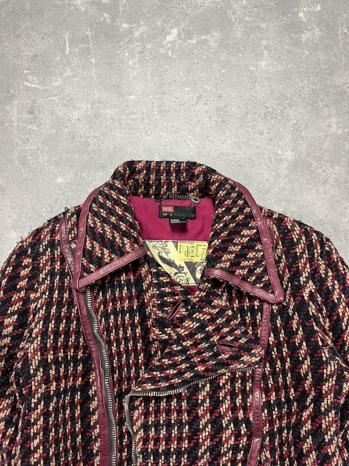 Diesel 00s Diesel Tweed Assymetrical Leather Straps Moto Jacket M Size M / US 6-8 / IT 42-44 - 9 Thumbnail