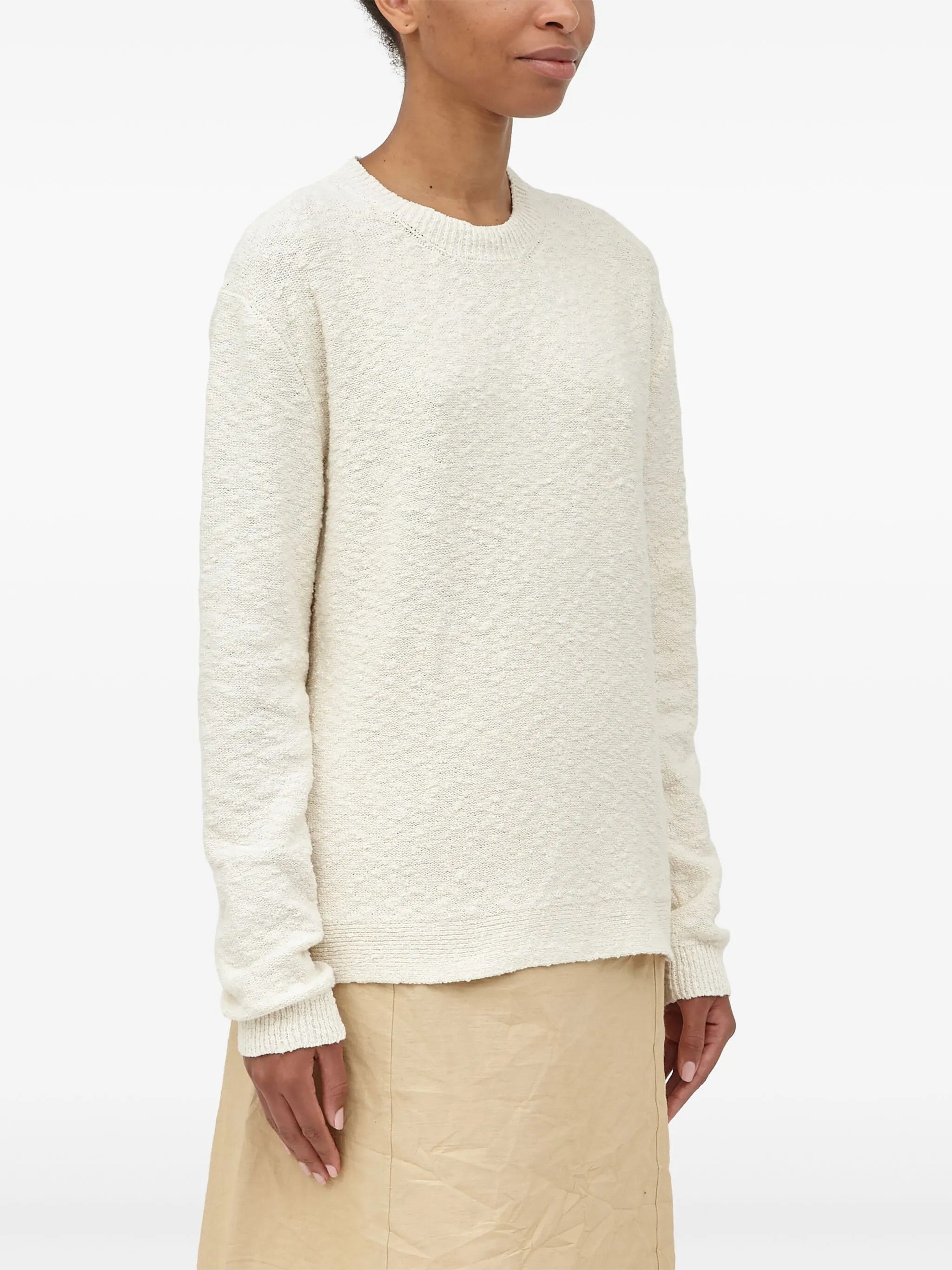 Maison Margiela oc11z0925 Nostalgic Bouclé-knit Jumper in Off White Size S / US 4 / IT 40 - 3 Thumbnail