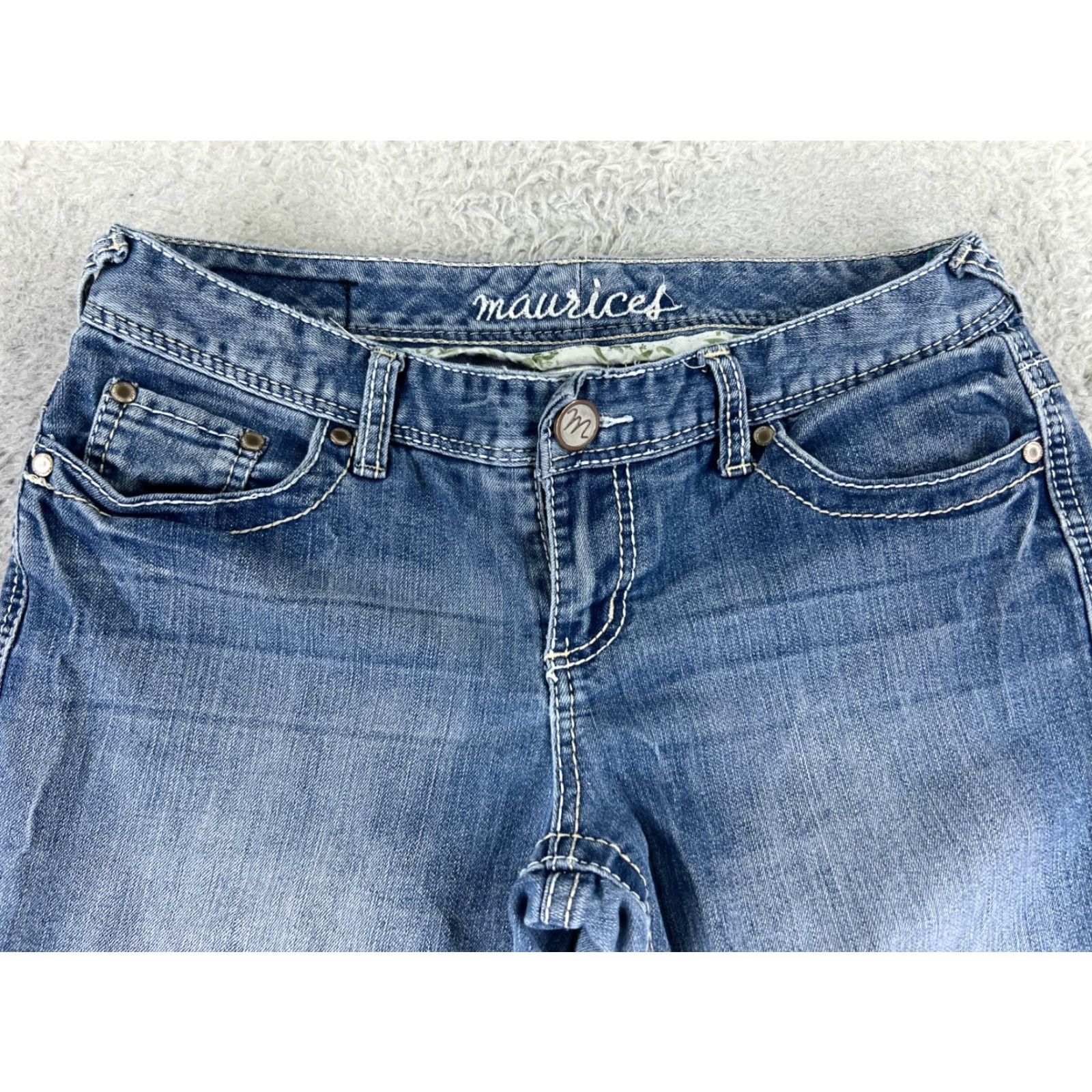Vintage Maurices Jeans Womens 5 Blue Denim Low Rise Bootcut 27x28 Regular Stretch Size 27" / US 4 / IT 40 - 4 Thumbnail