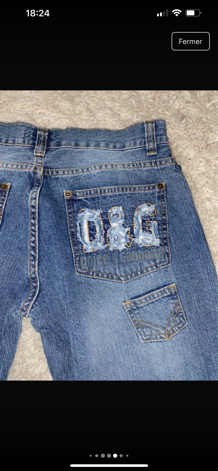 Dolce & Gabbana DOLCE & GABBANA y2k Low-Rise Destroyed Logo Jeans Size 31" - 6 Thumbnail