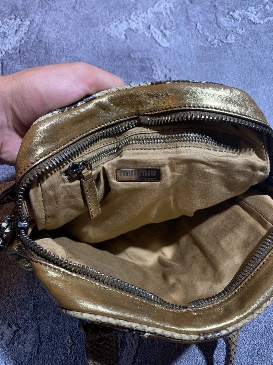 Miu Miu Miu Miu Vintage Gold Metallic Leather Zip Tote Bag Italy Size ONE SIZE - 10 Thumbnail